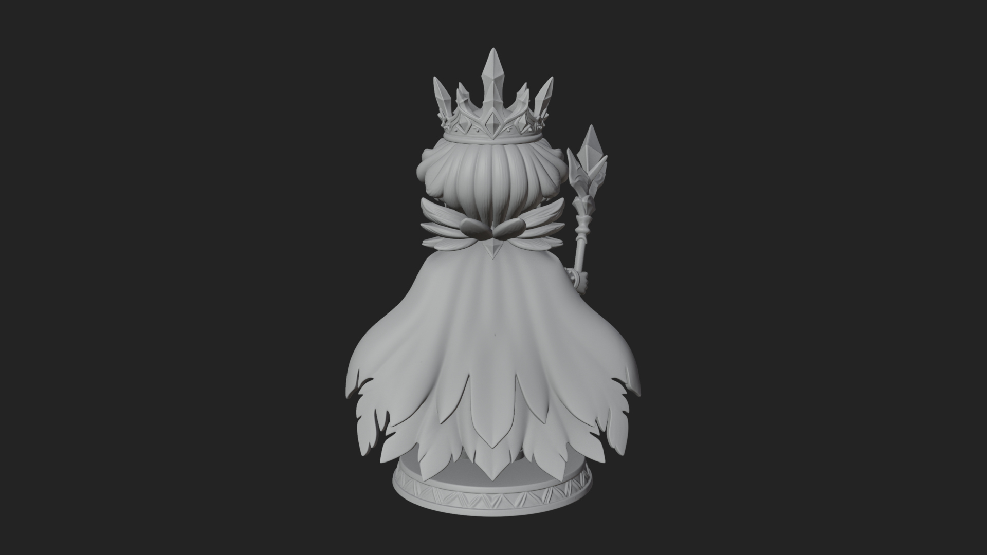 Chibi Ice Crown Queen Statue Design 1 3D Print Model 3D Model
