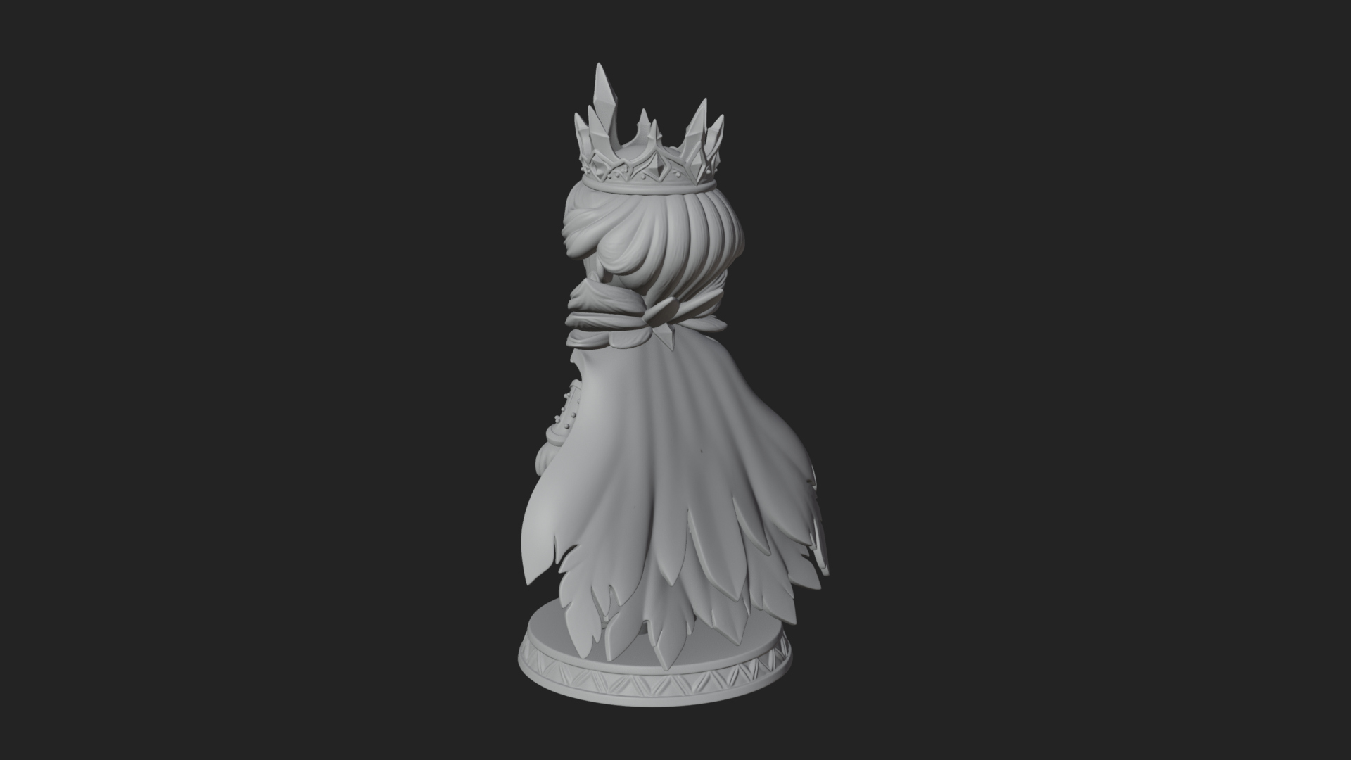 Chibi Ice Crown Queen Statue Design 1 3D Print Model 3D Model