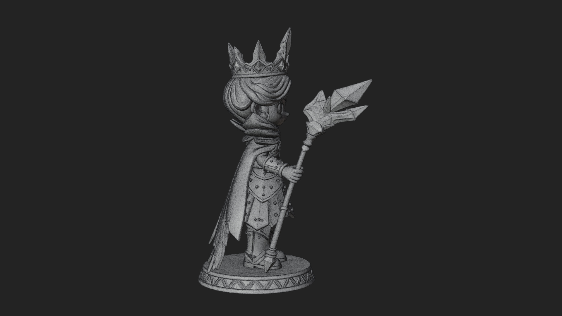 Chibi Ice Crown Queen Statue Design 1 3D Print Model 3D Model