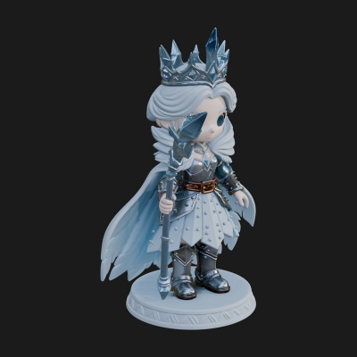 Chibi Ice Crown Queen Statue Design 1 3D Print Model