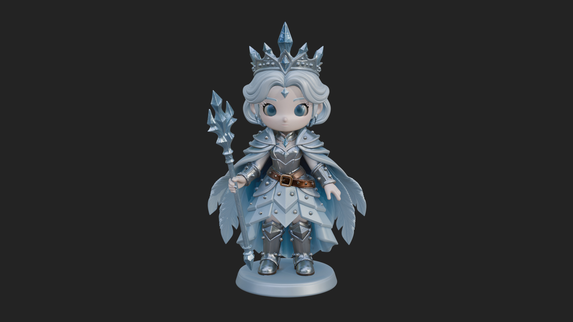 Chibi Ice Crown Queen Statue Design 2 3D Print Model 3D Model