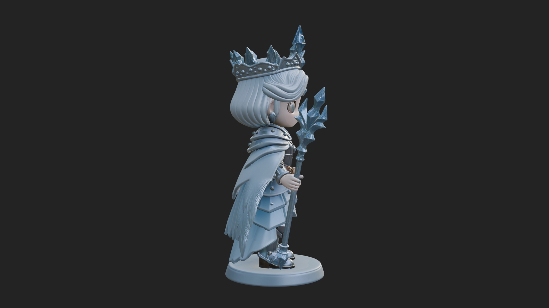 Chibi Ice Crown Queen Statue Design 2 3D Print Model 3D Model
