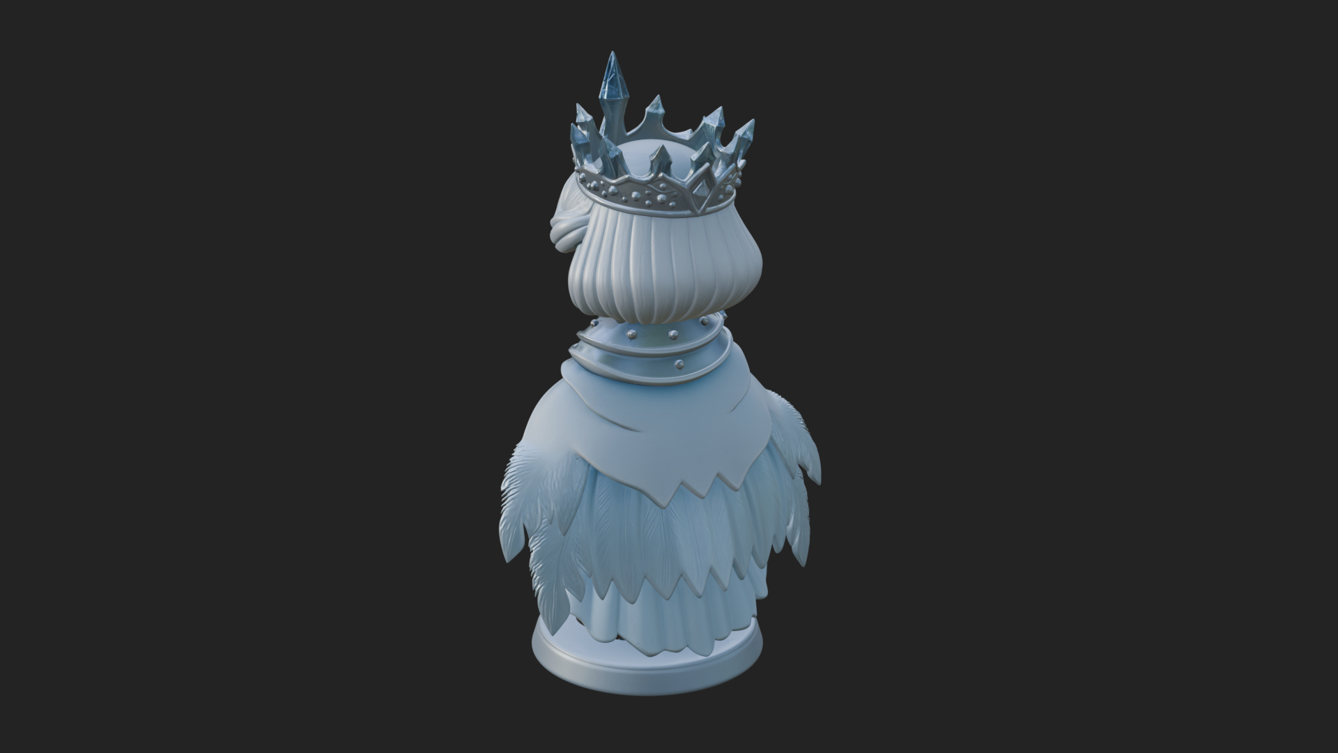 Chibi Ice Crown Queen Statue Design 2 3D Print Model 3D Model