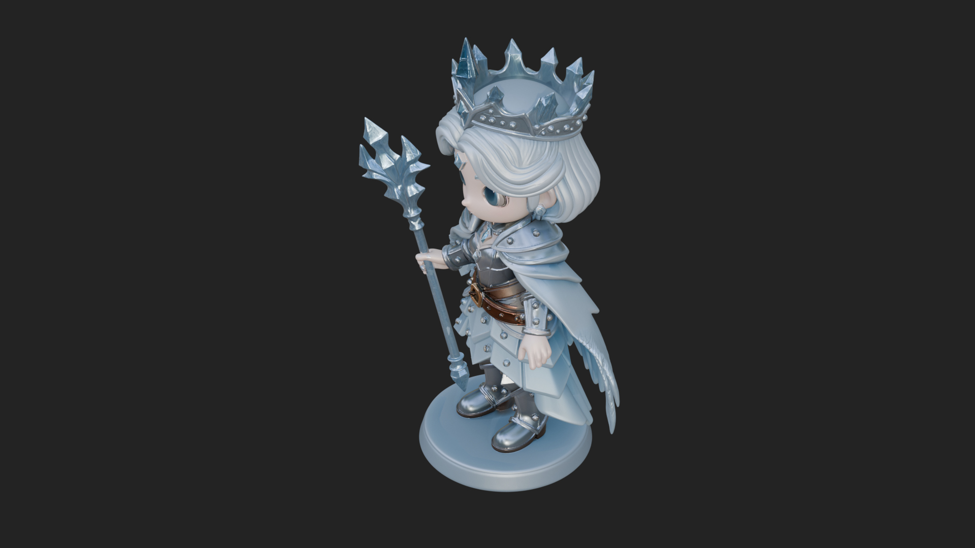 Chibi Ice Crown Queen Statue Design 2 3D Print Model 3D Model