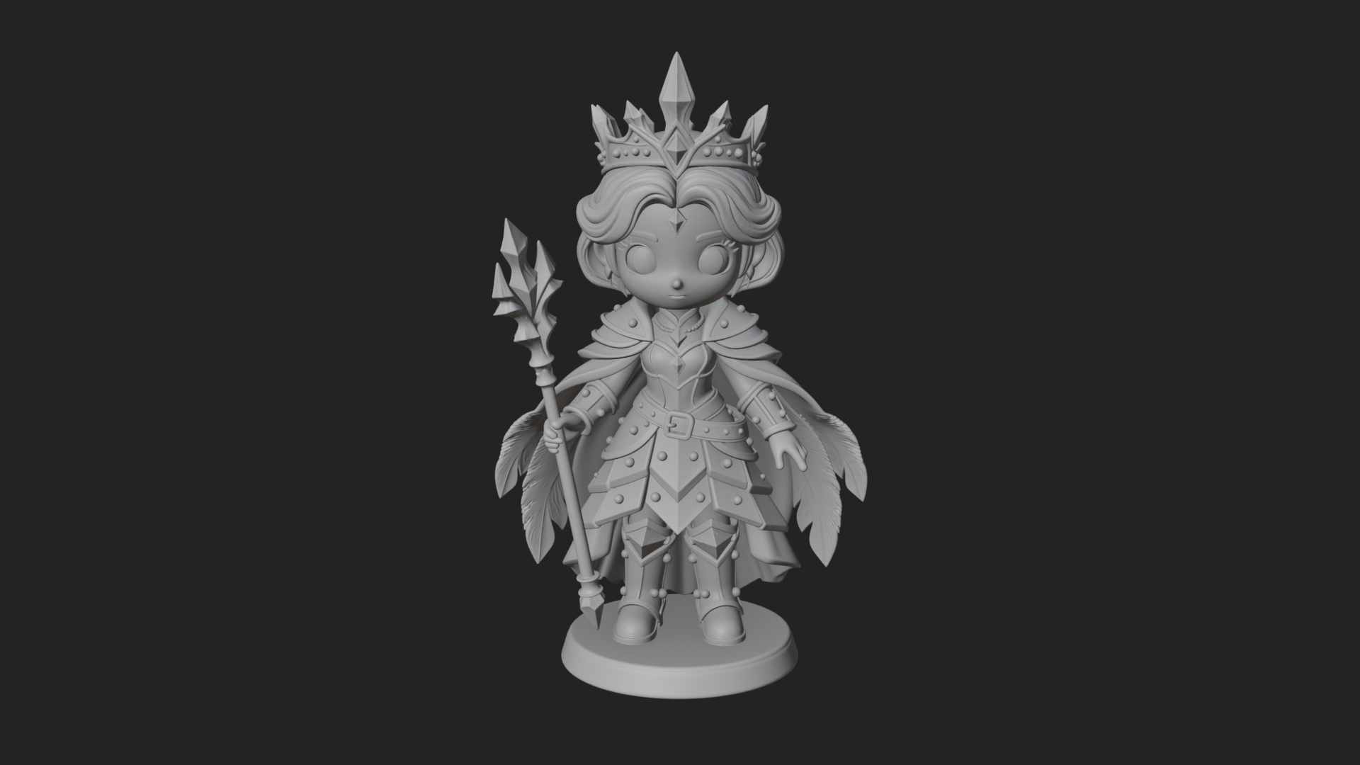 Chibi Ice Crown Queen Statue Design 2 3D Print Model 3D Model