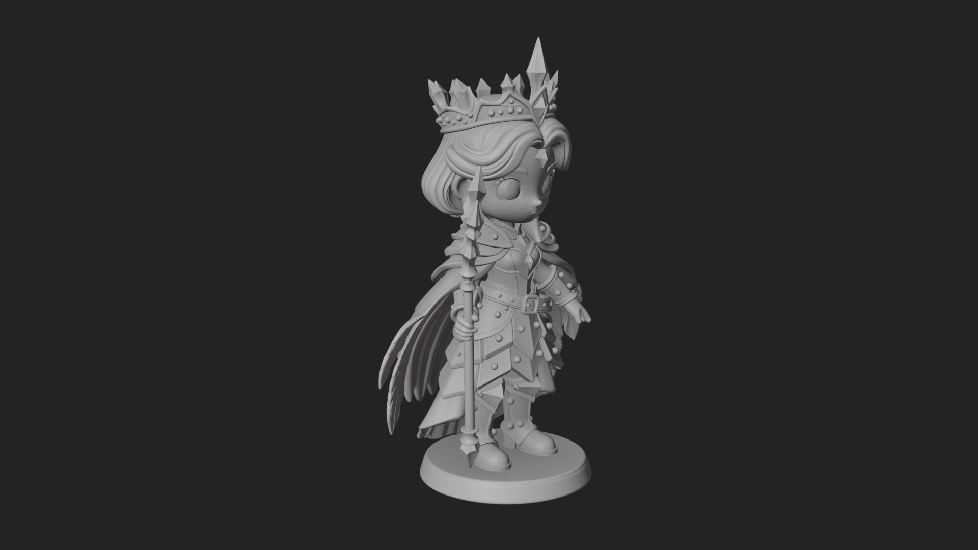 Chibi Ice Crown Queen Statue Design 2 3D Print Model 3D Model