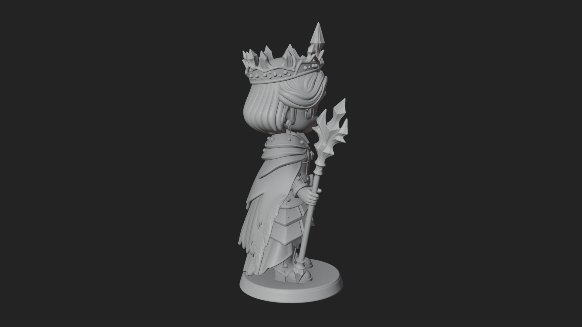 Chibi Ice Crown Queen Statue Design 2 3D Print Model 3D Model