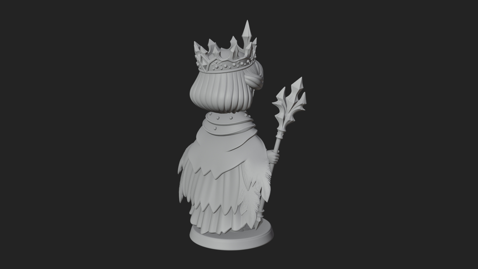 Chibi Ice Crown Queen Statue Design 2 3D Print Model 3D Model