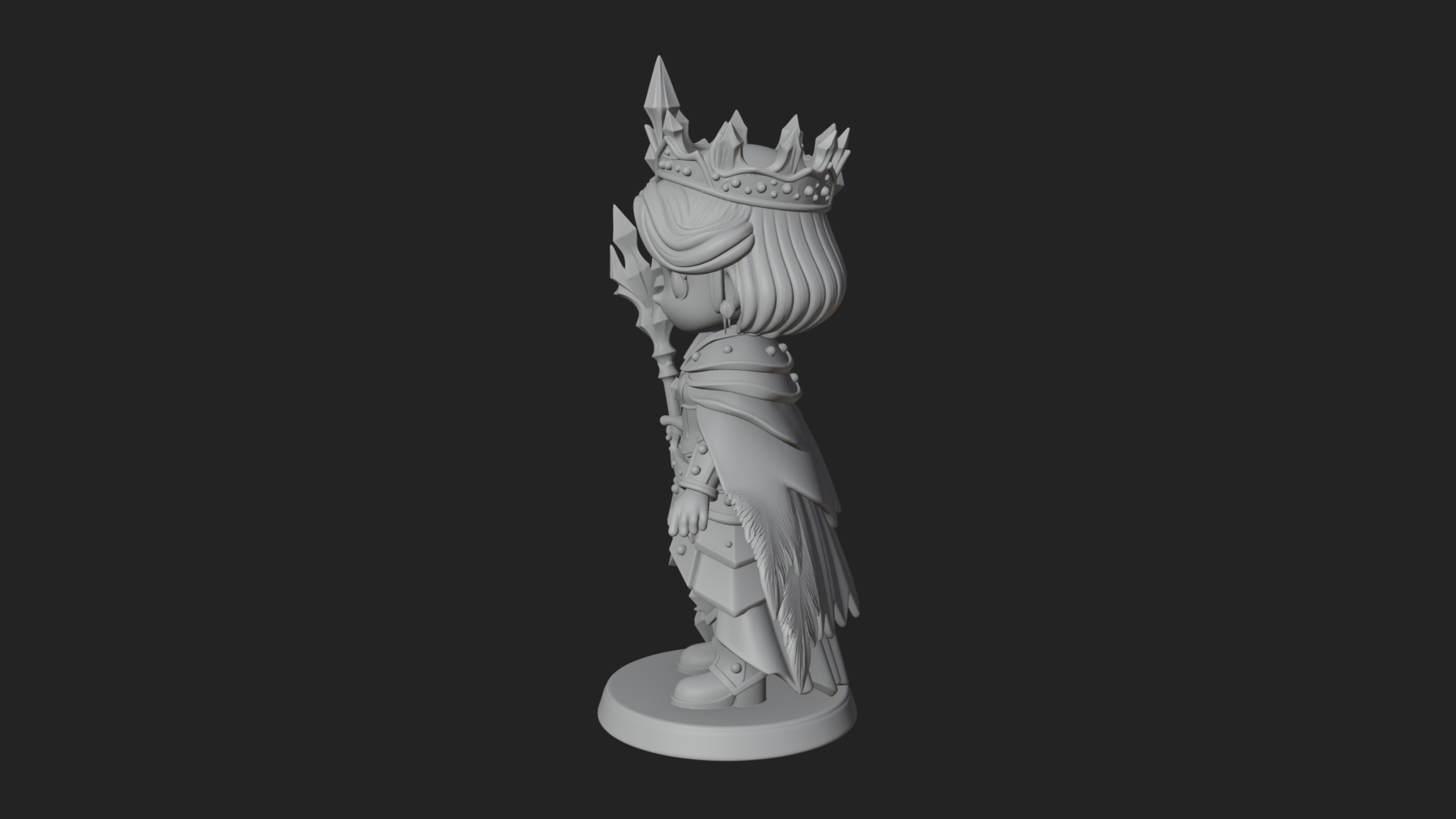 Chibi Ice Crown Queen Statue Design 2 3D Print Model 3D Model