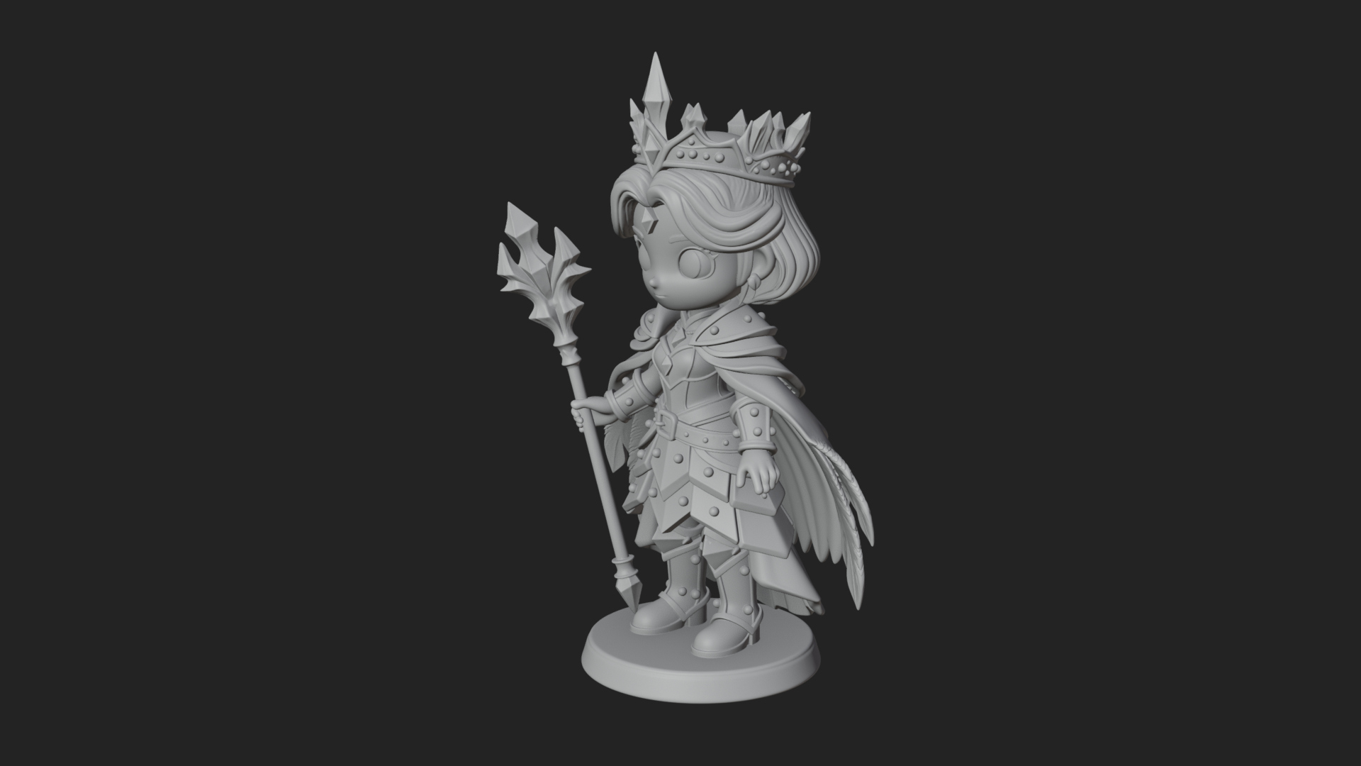 Chibi Ice Crown Queen Statue Design 2 3D Print Model 3D Model