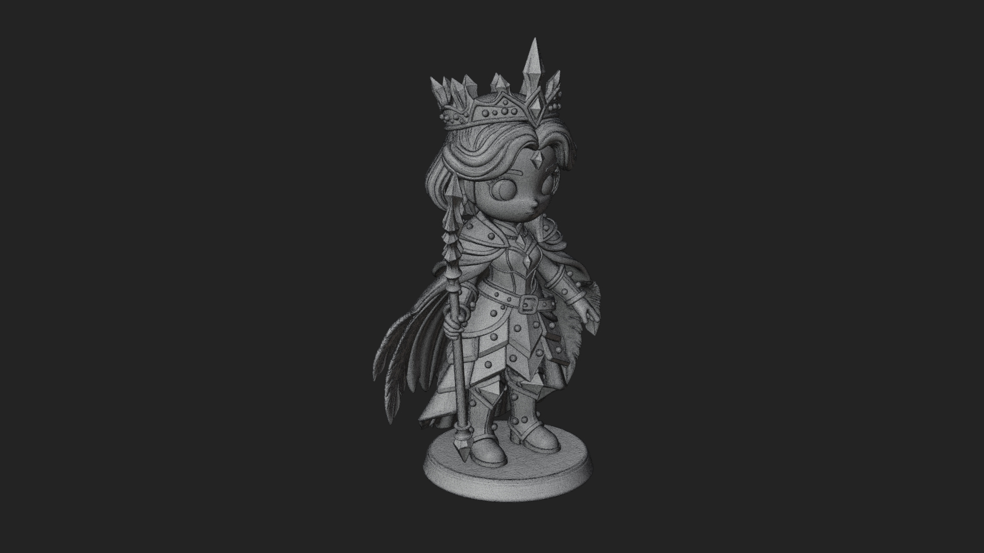 Chibi Ice Crown Queen Statue Design 2 3D Print Model 3D Model
