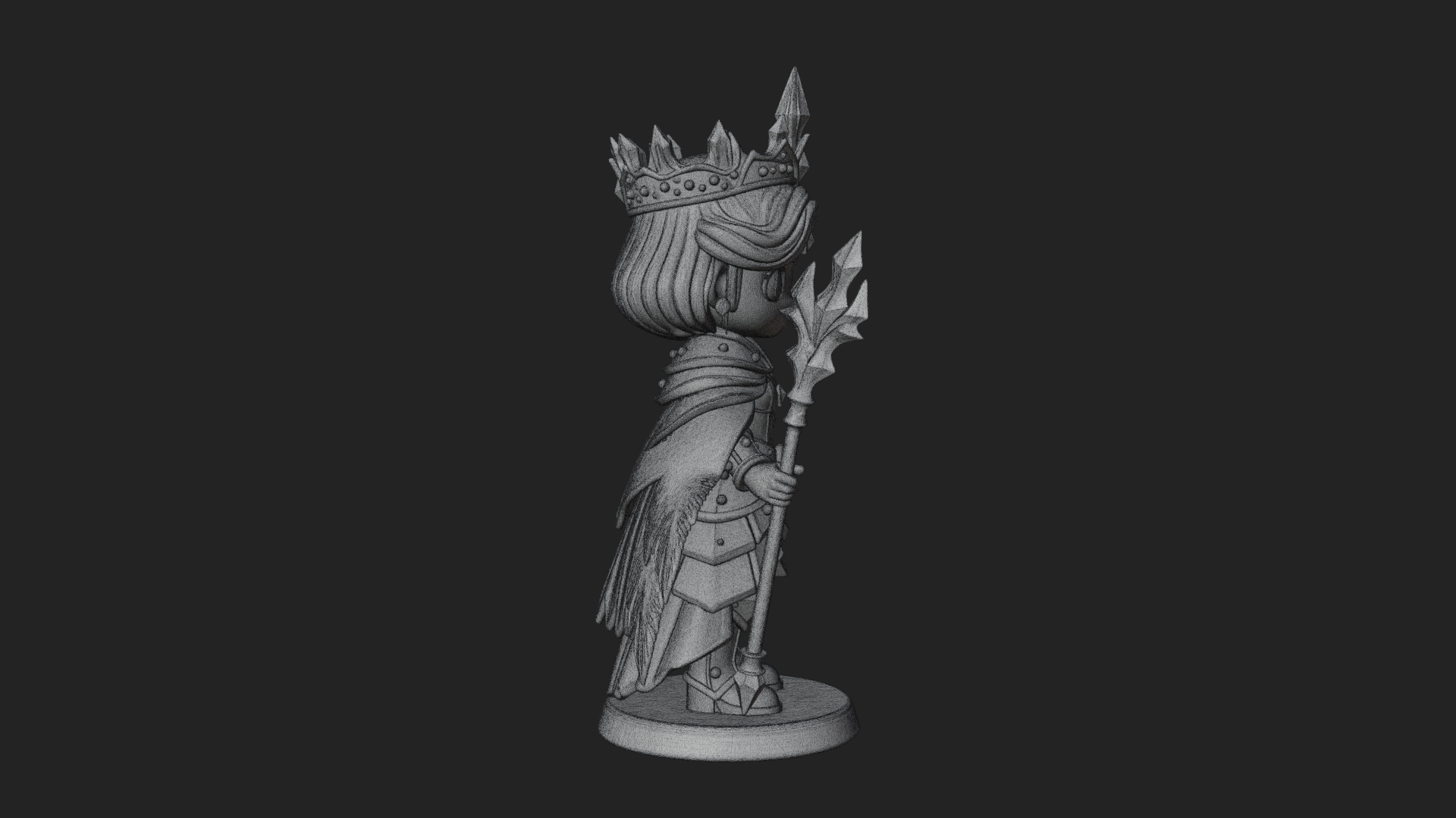 Chibi Ice Crown Queen Statue Design 2 3D Print Model 3D Model