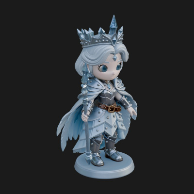 Chibi Ice Crown Queen Statue Design 2 3D Print Model