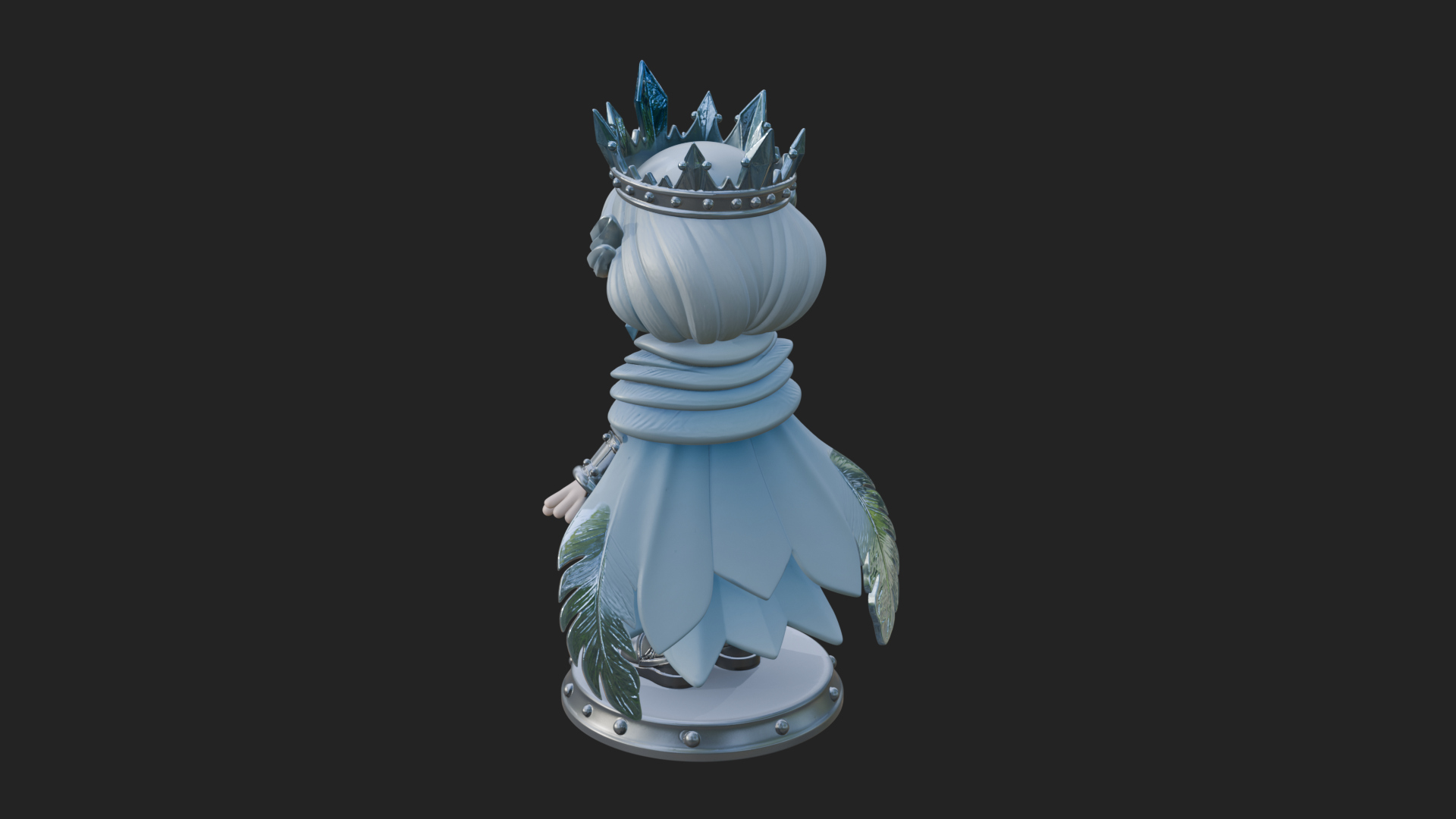 Chibi Ice Crown Queen Statue Design 3 3D Print Model 3D Model