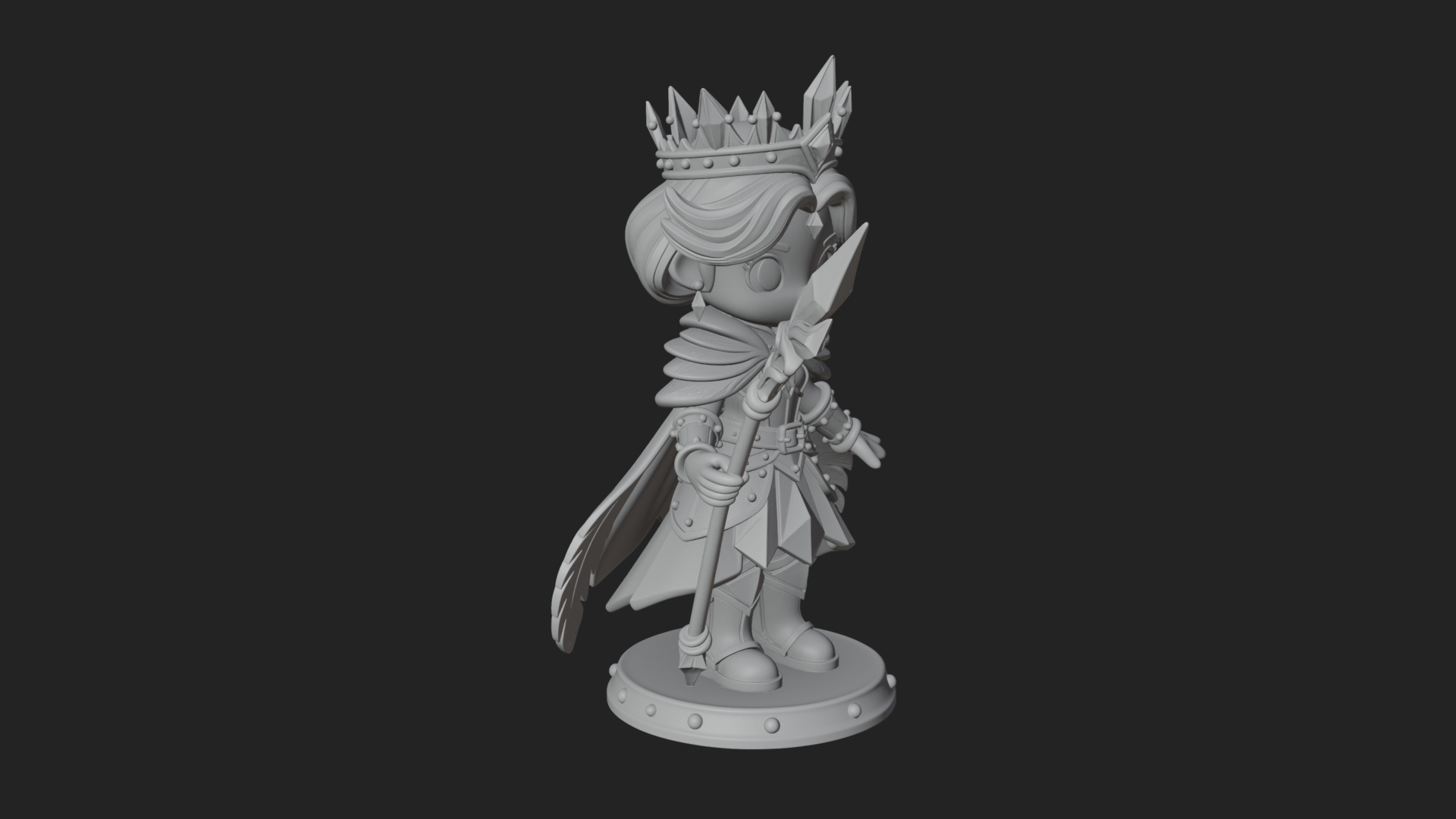 Chibi Ice Crown Queen Statue Design 3 3D Print Model 3D Model
