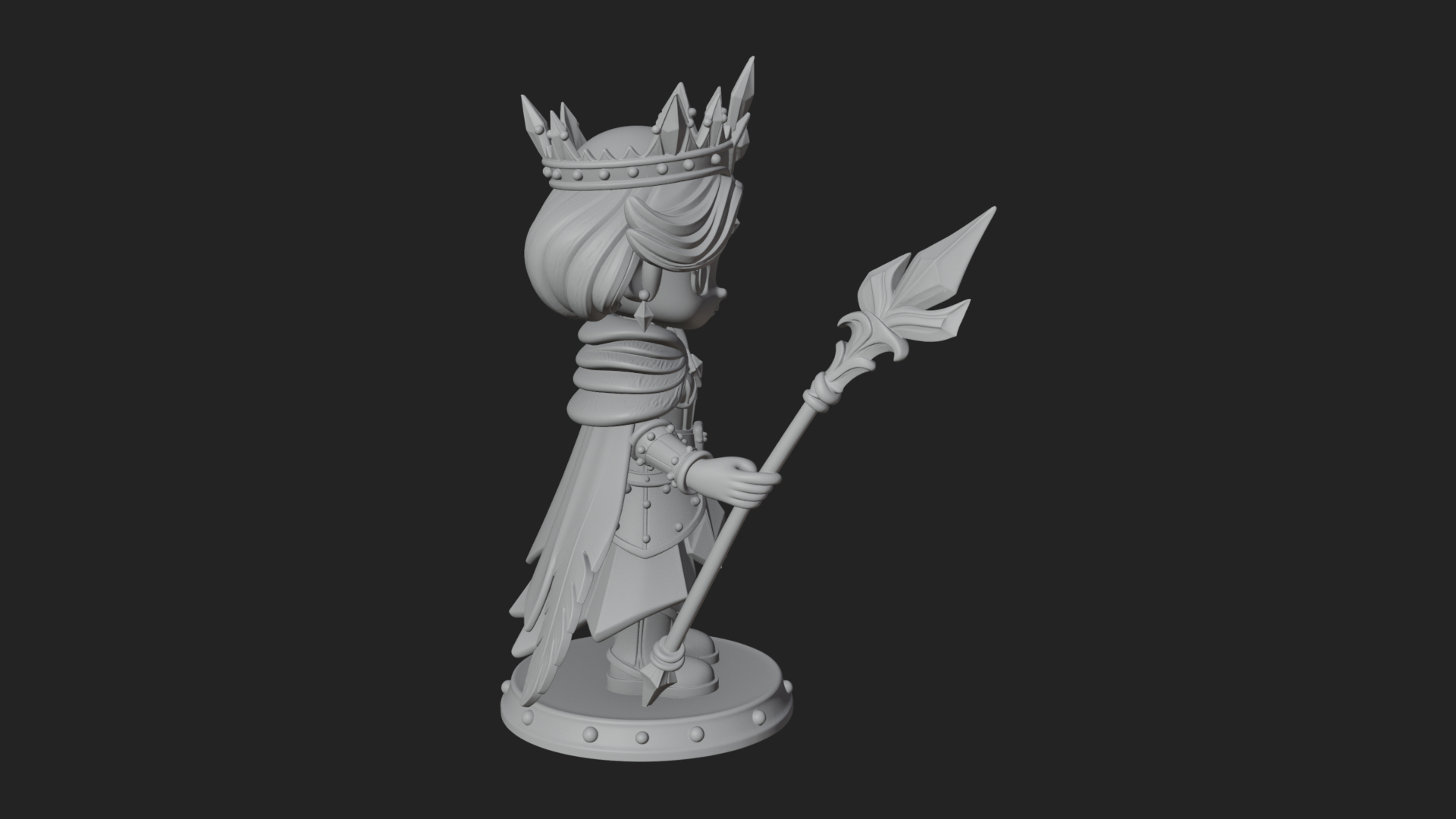 Chibi Ice Crown Queen Statue Design 3 3D Print Model 3D Model