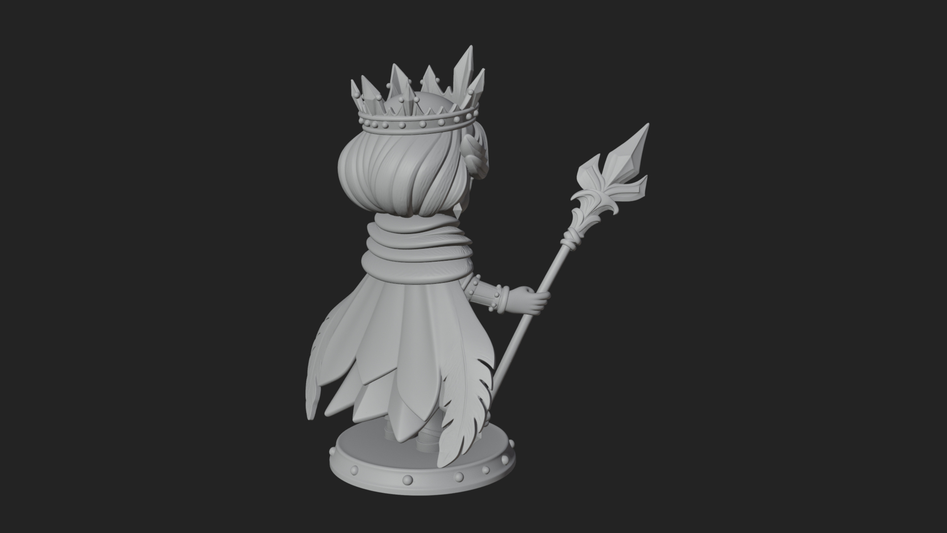 Chibi Ice Crown Queen Statue Design 3 3D Print Model 3D Model