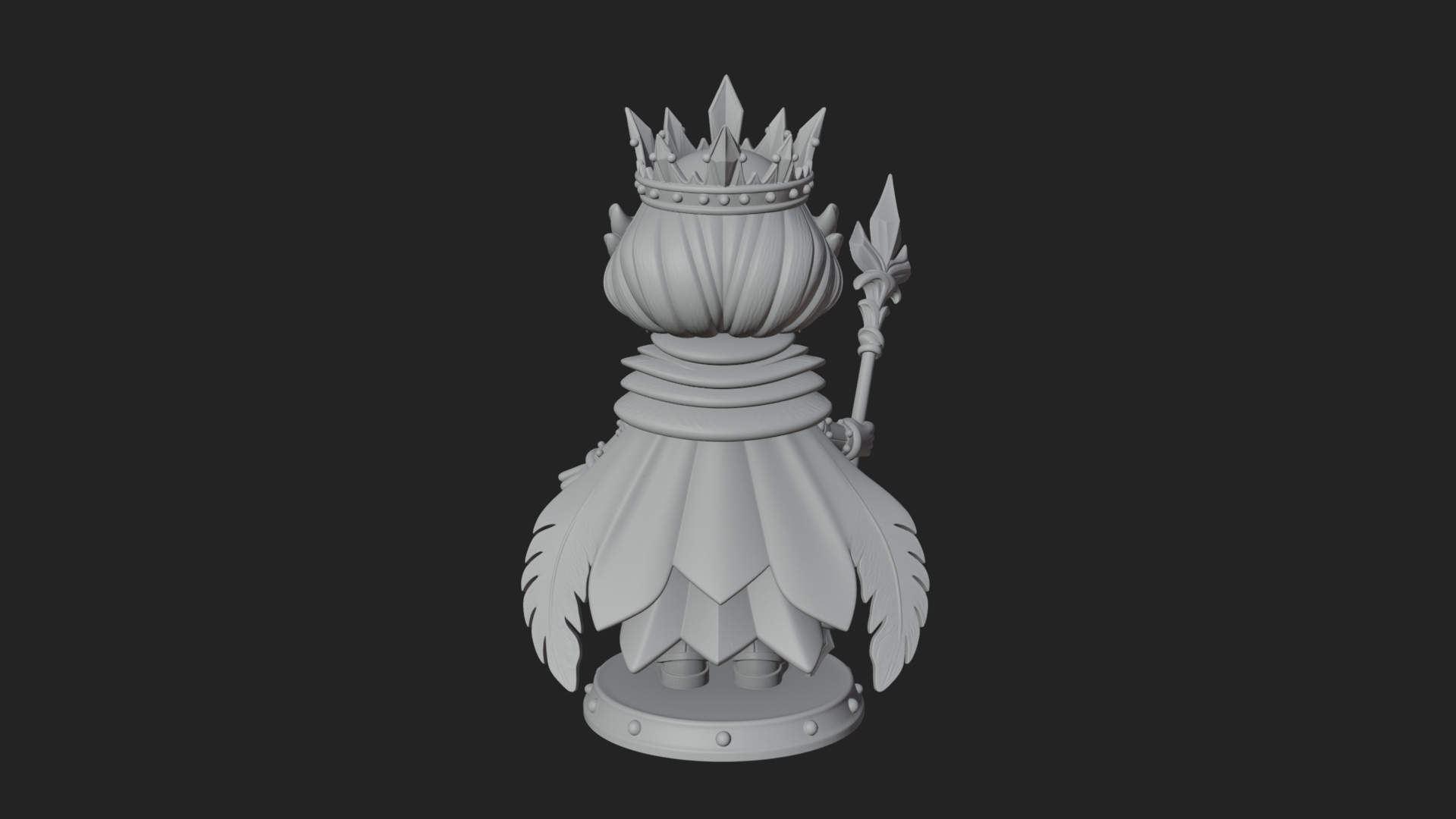 Chibi Ice Crown Queen Statue Design 3 3D Print Model 3D Model
