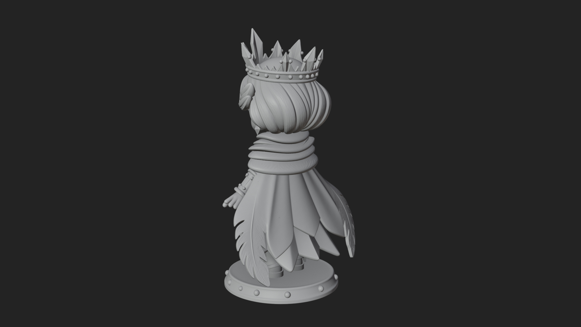 Chibi Ice Crown Queen Statue Design 3 3D Print Model 3D Model