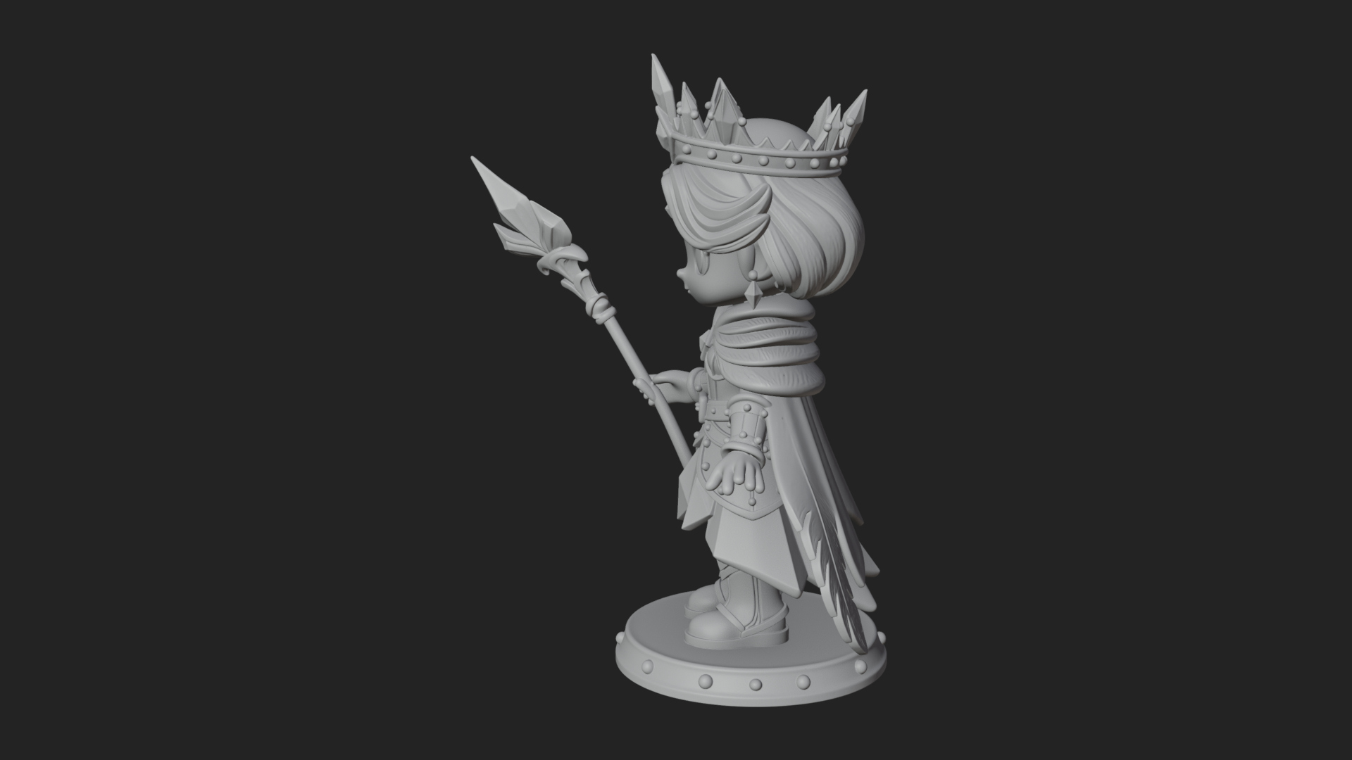 Chibi Ice Crown Queen Statue Design 3 3D Print Model 3D Model