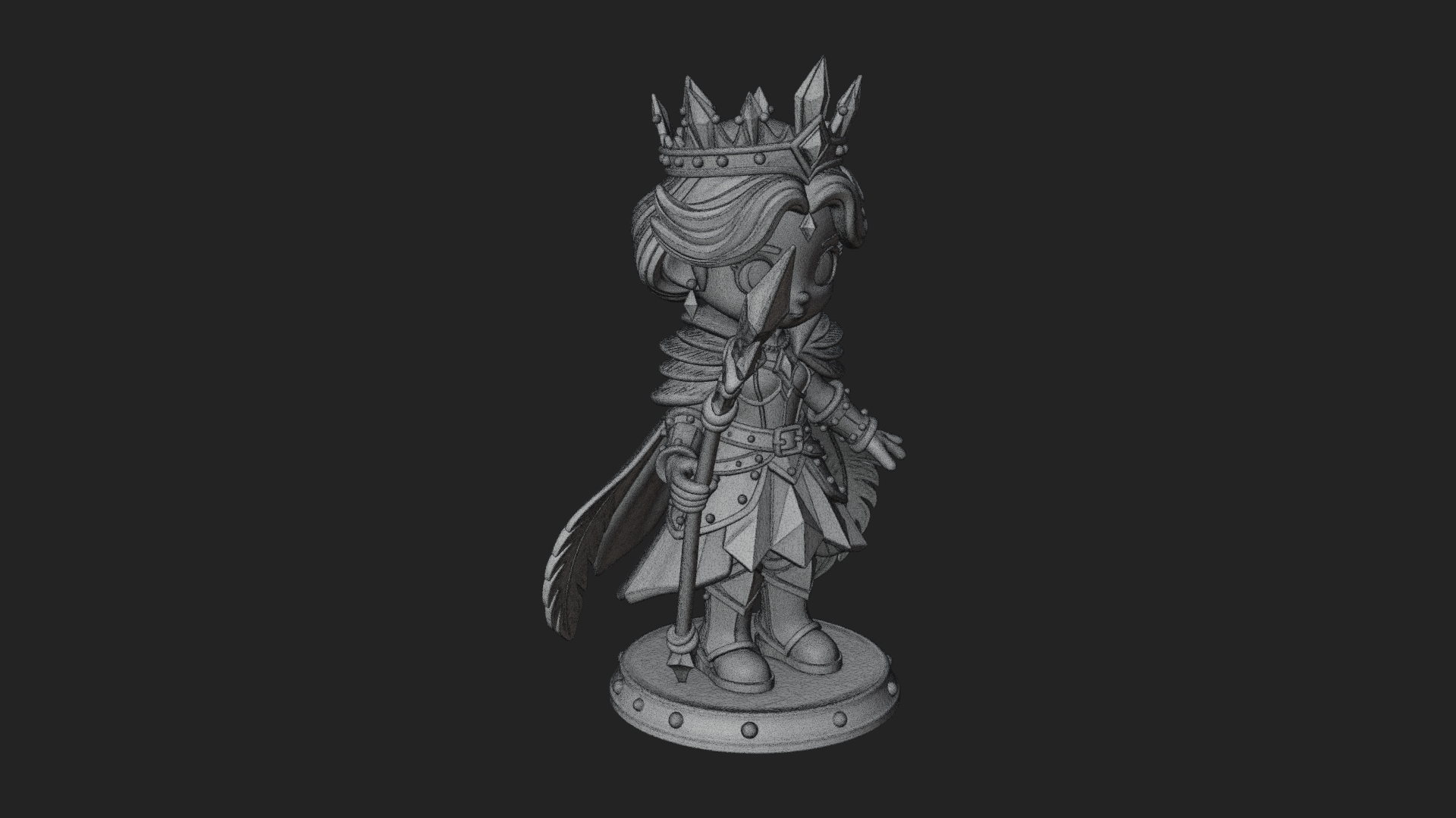 Chibi Ice Crown Queen Statue Design 3 3D Print Model 3D Model