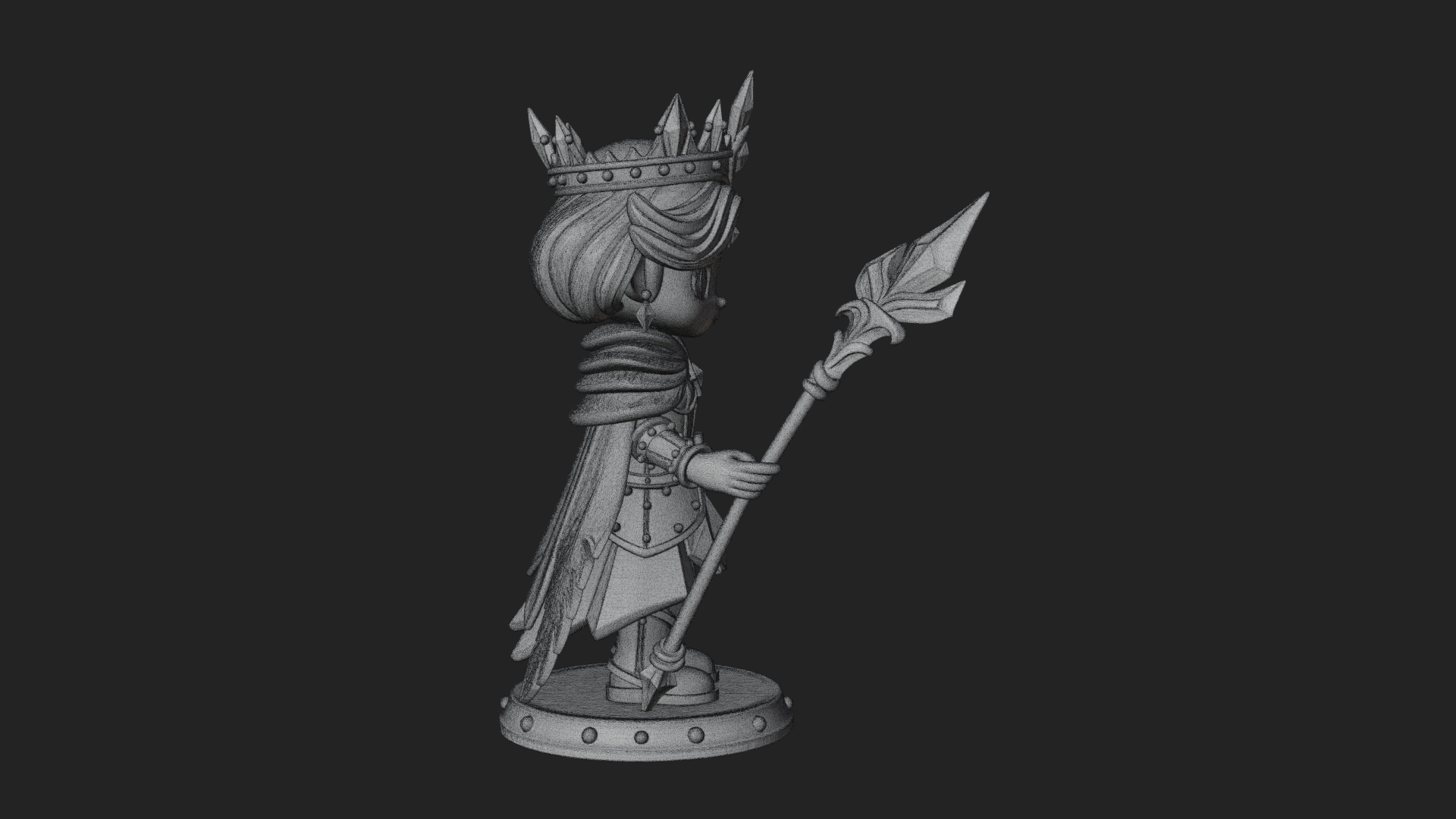 Chibi Ice Crown Queen Statue Design 3 3D Print Model 3D Model