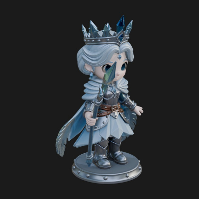 Chibi Ice Crown Queen Statue Design 3 3D Print Model