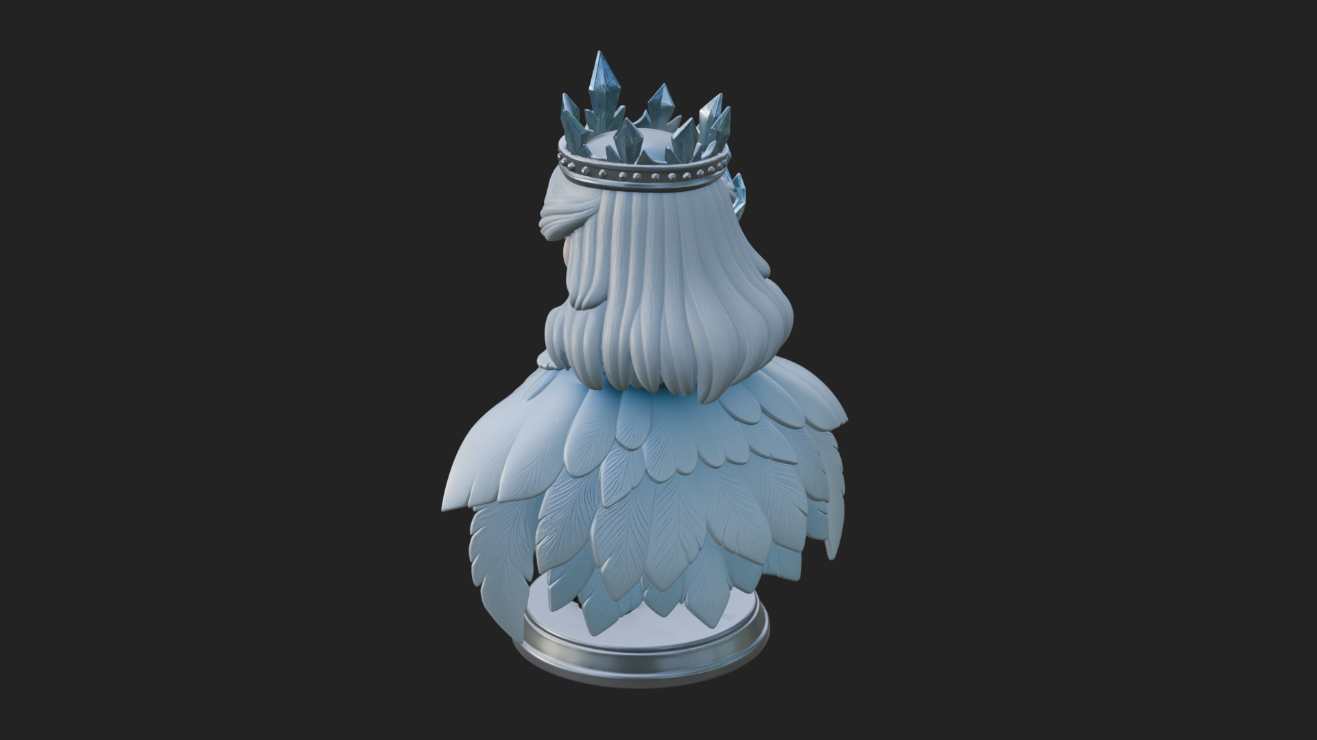 Chibi Ice Crown Queen Statue Design 4 3D Print Model 3D Model