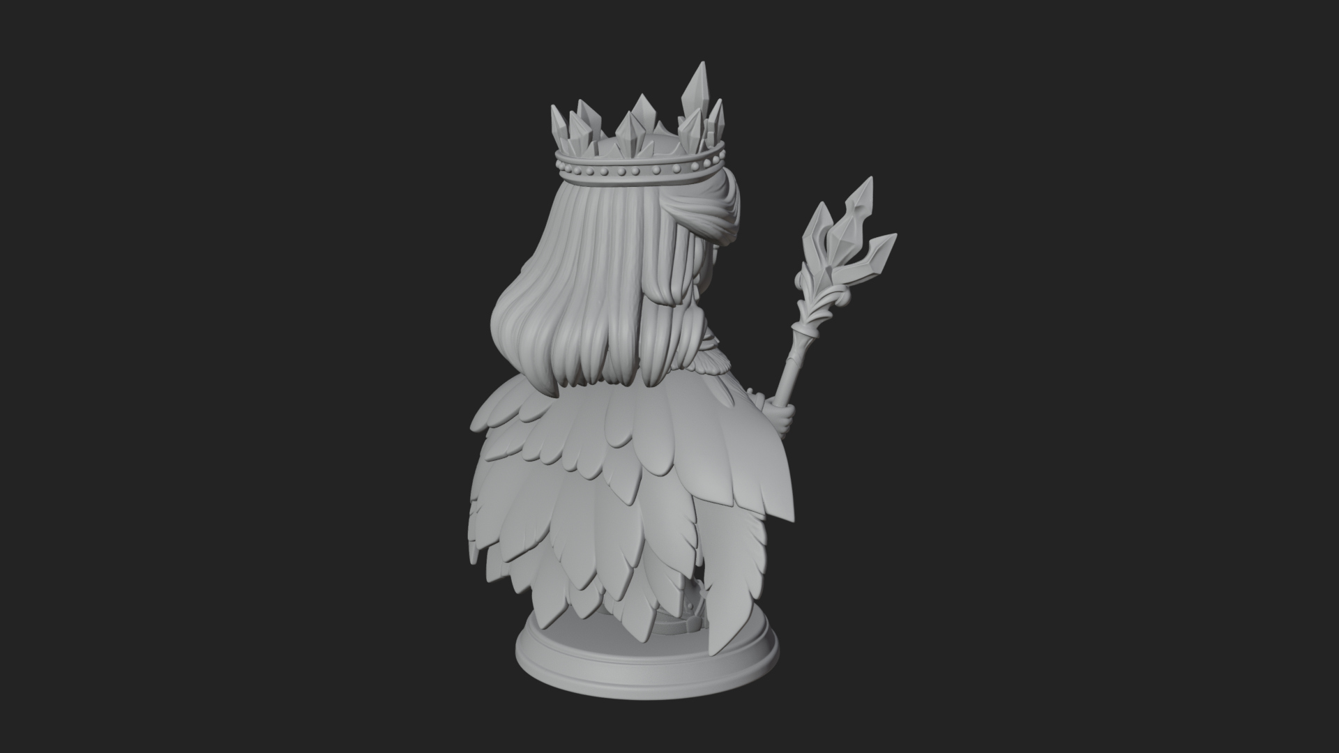 Chibi Ice Crown Queen Statue Design 4 3D Print Model 3D Model