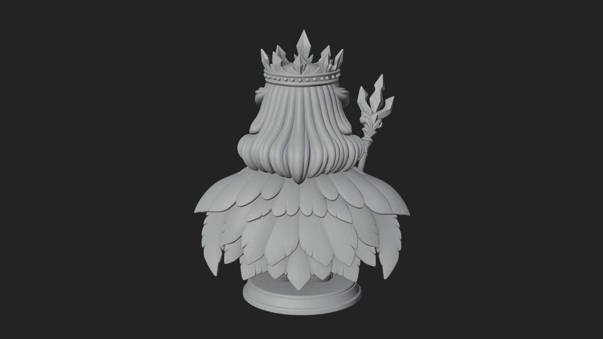 Chibi Ice Crown Queen Statue Design 4 3D Print Model 3D Model