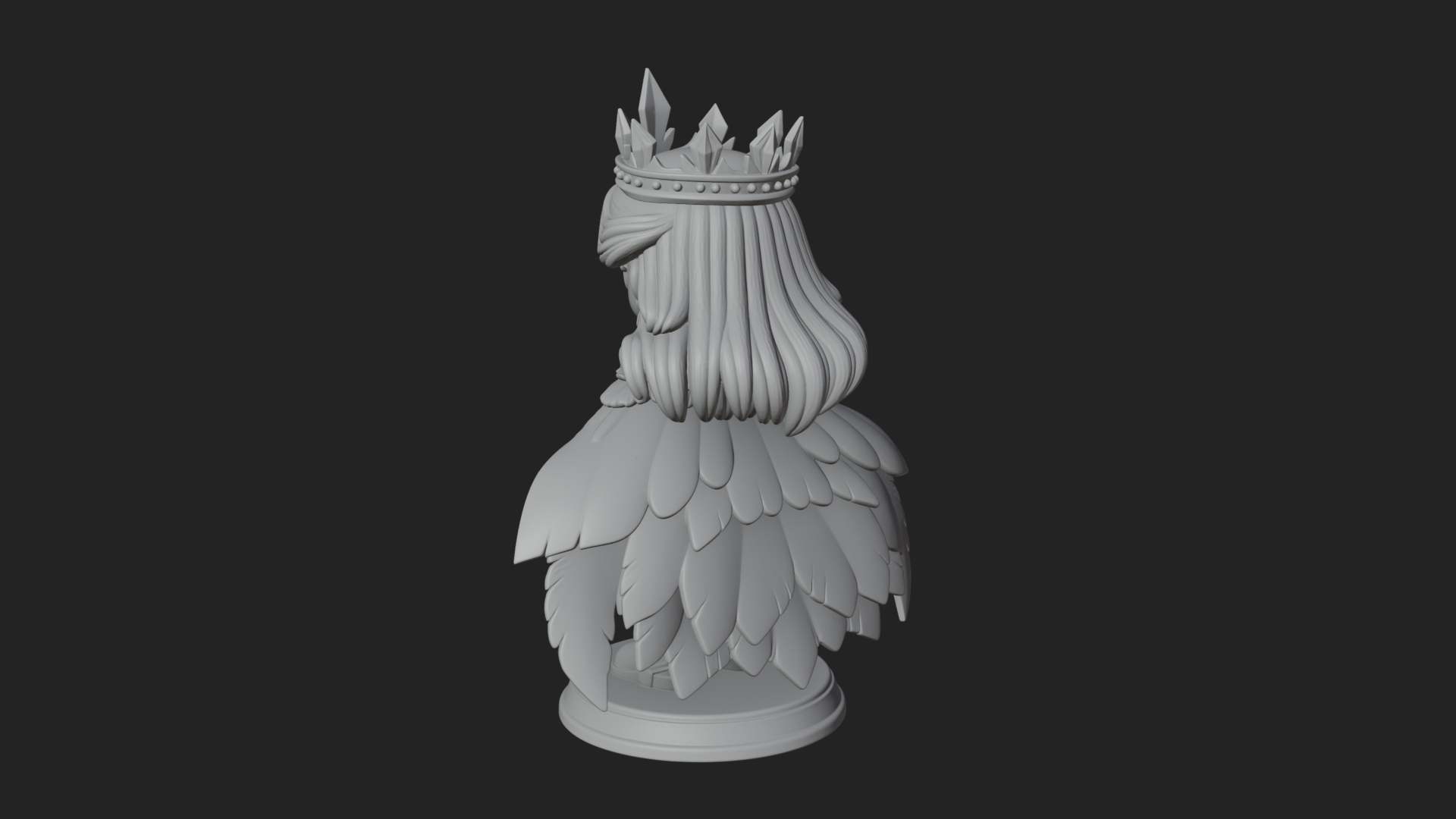 Chibi Ice Crown Queen Statue Design 4 3D Print Model 3D Model