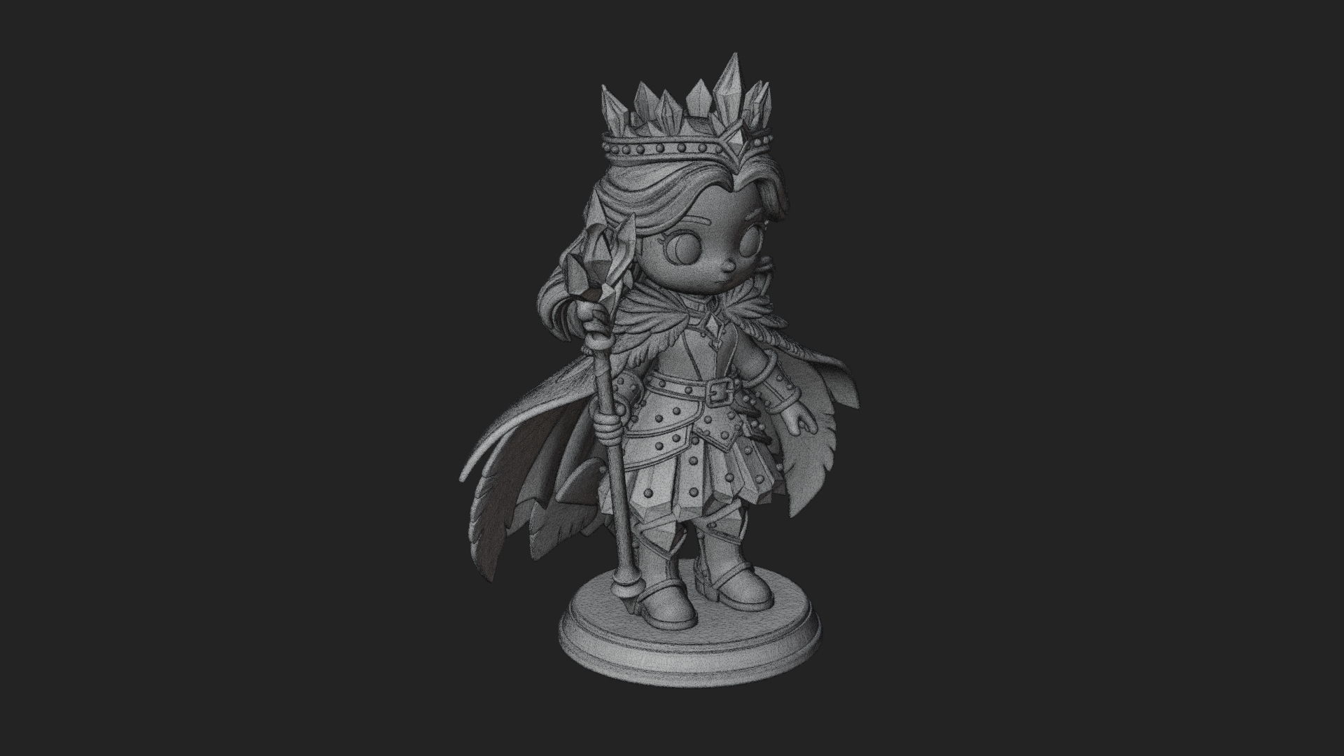 Chibi Ice Crown Queen Statue Design 4 3D Print Model 3D Model