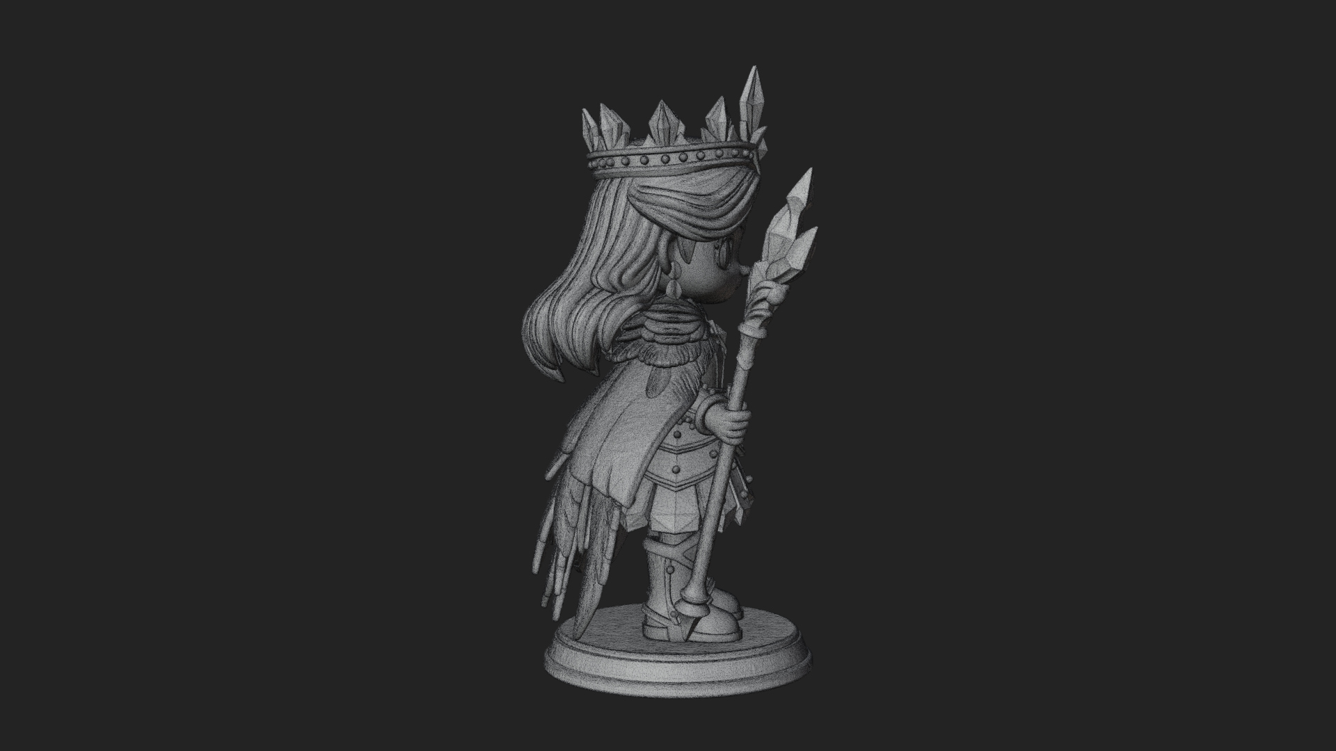 Chibi Ice Crown Queen Statue Design 4 3D Print Model 3D Model