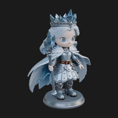 Chibi Ice Crown Queen Statue Design 4 3D Print Model