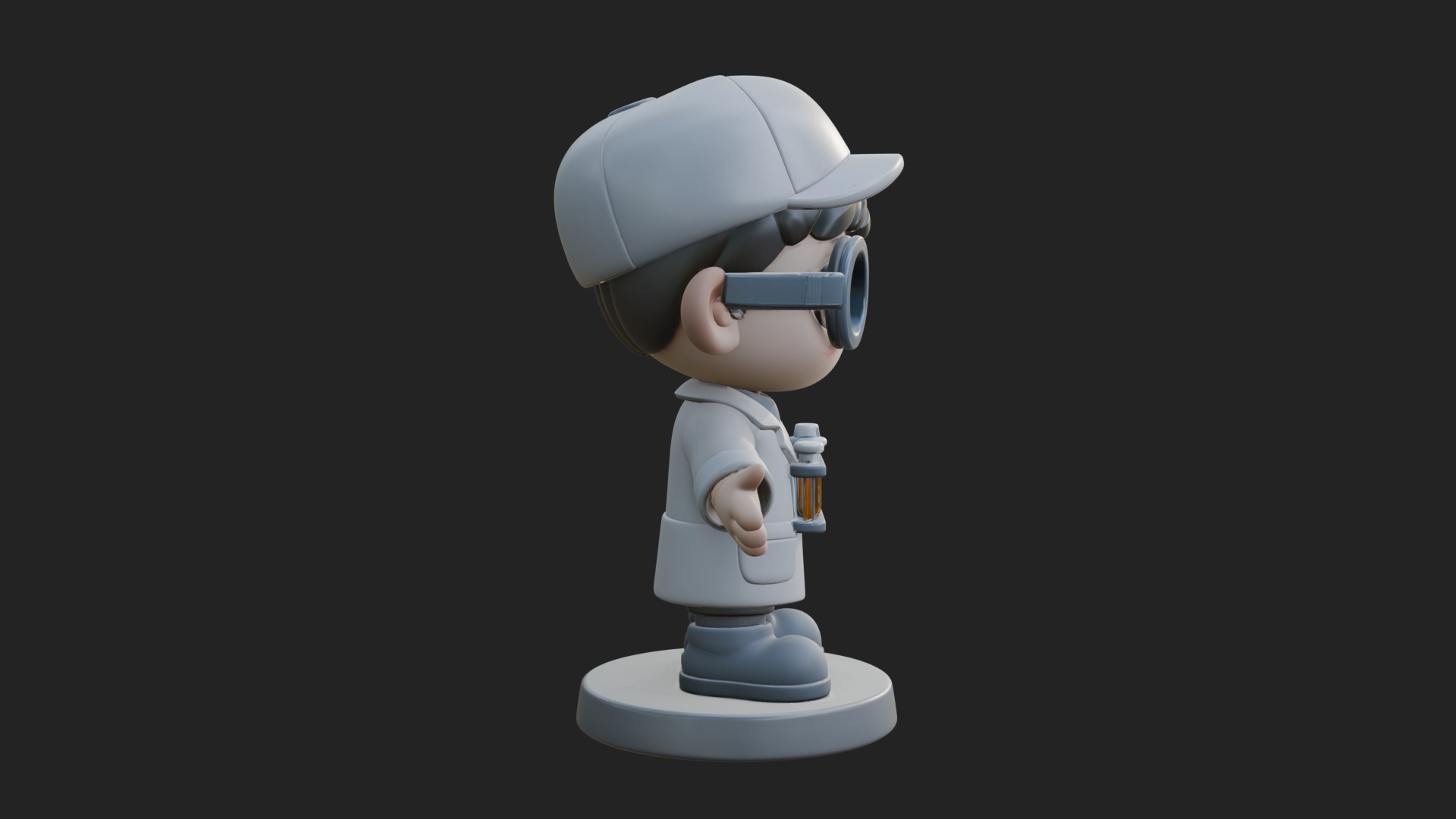 Chibi Lab Boy With Test Tubes Statue Design 1 3D Print Model 3D Model