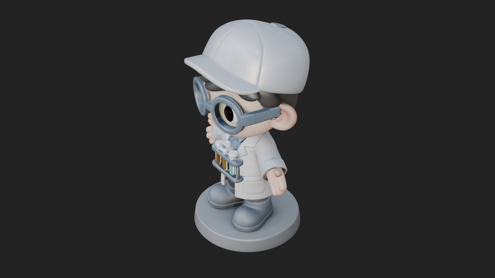 Chibi Lab Boy With Test Tubes Statue Design 1 3D Print Model 3D Model