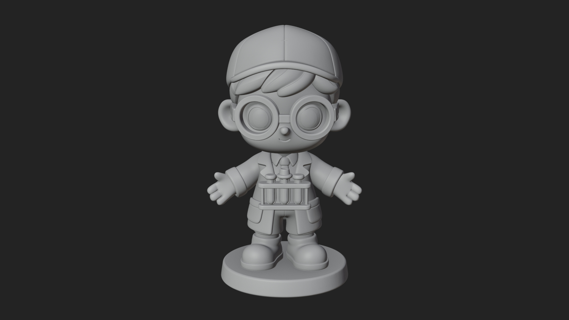 Chibi Lab Boy With Test Tubes Statue Design 1 3D Print Model 3D Model