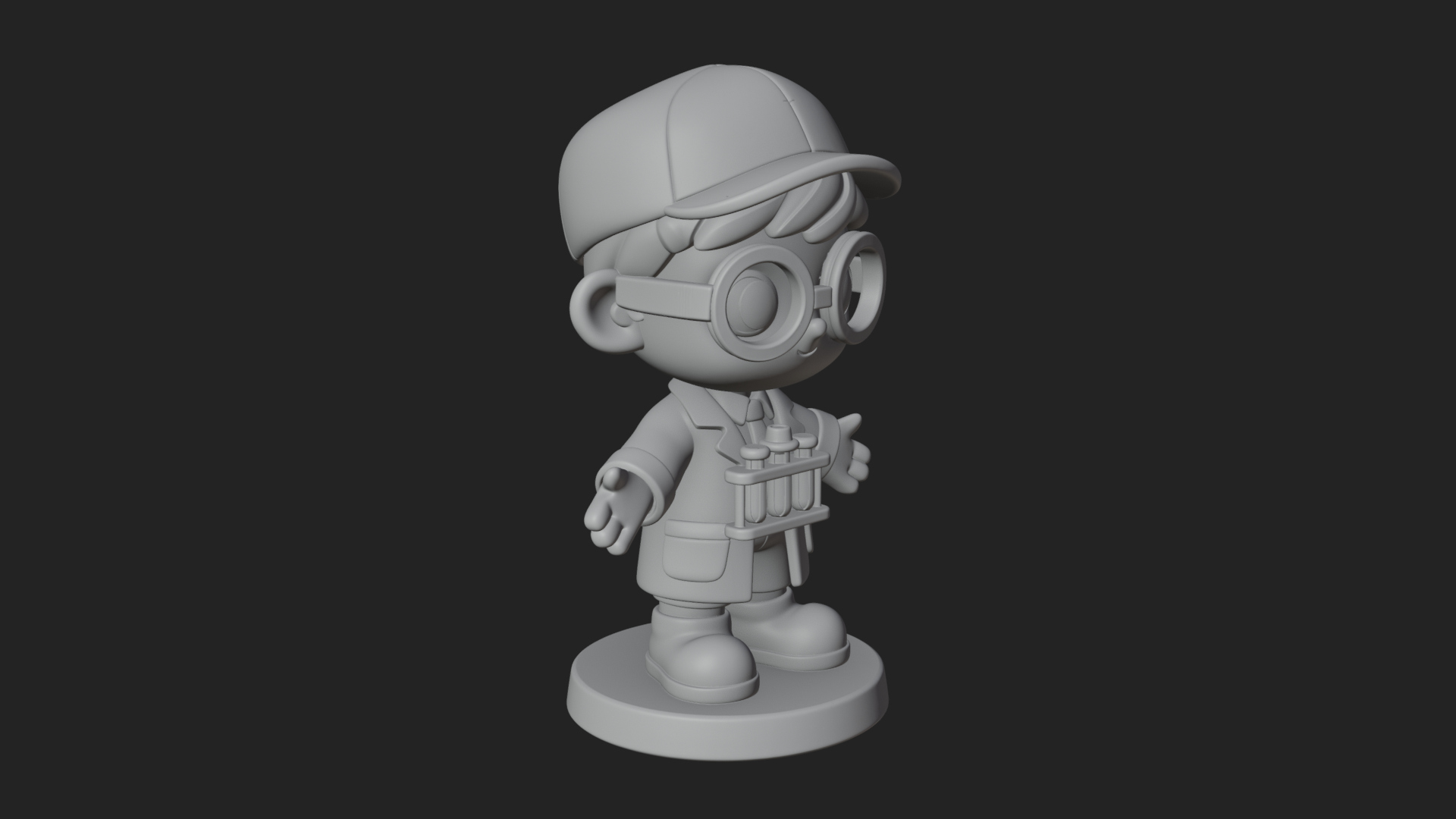 Chibi Lab Boy With Test Tubes Statue Design 1 3D Print Model 3D Model