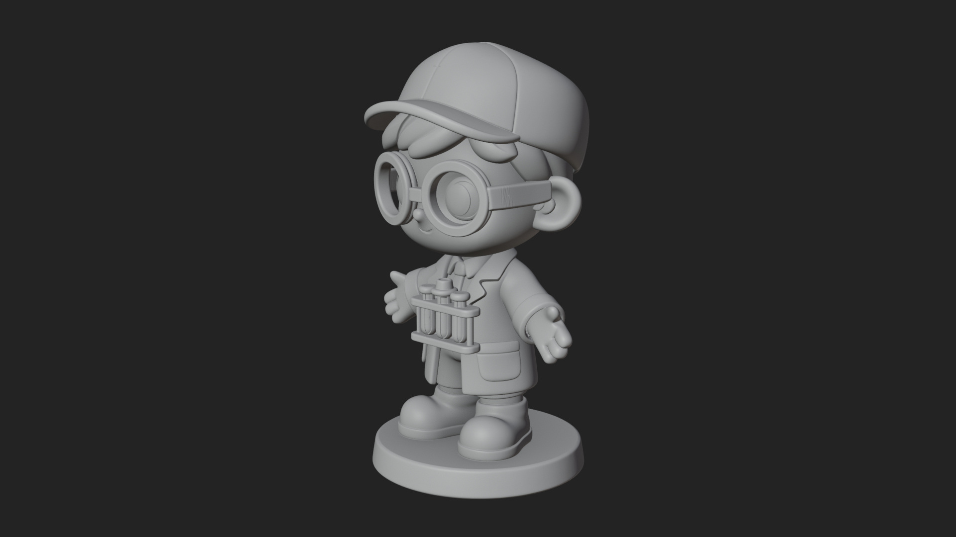 Chibi Lab Boy With Test Tubes Statue Design 1 3D Print Model 3D Model