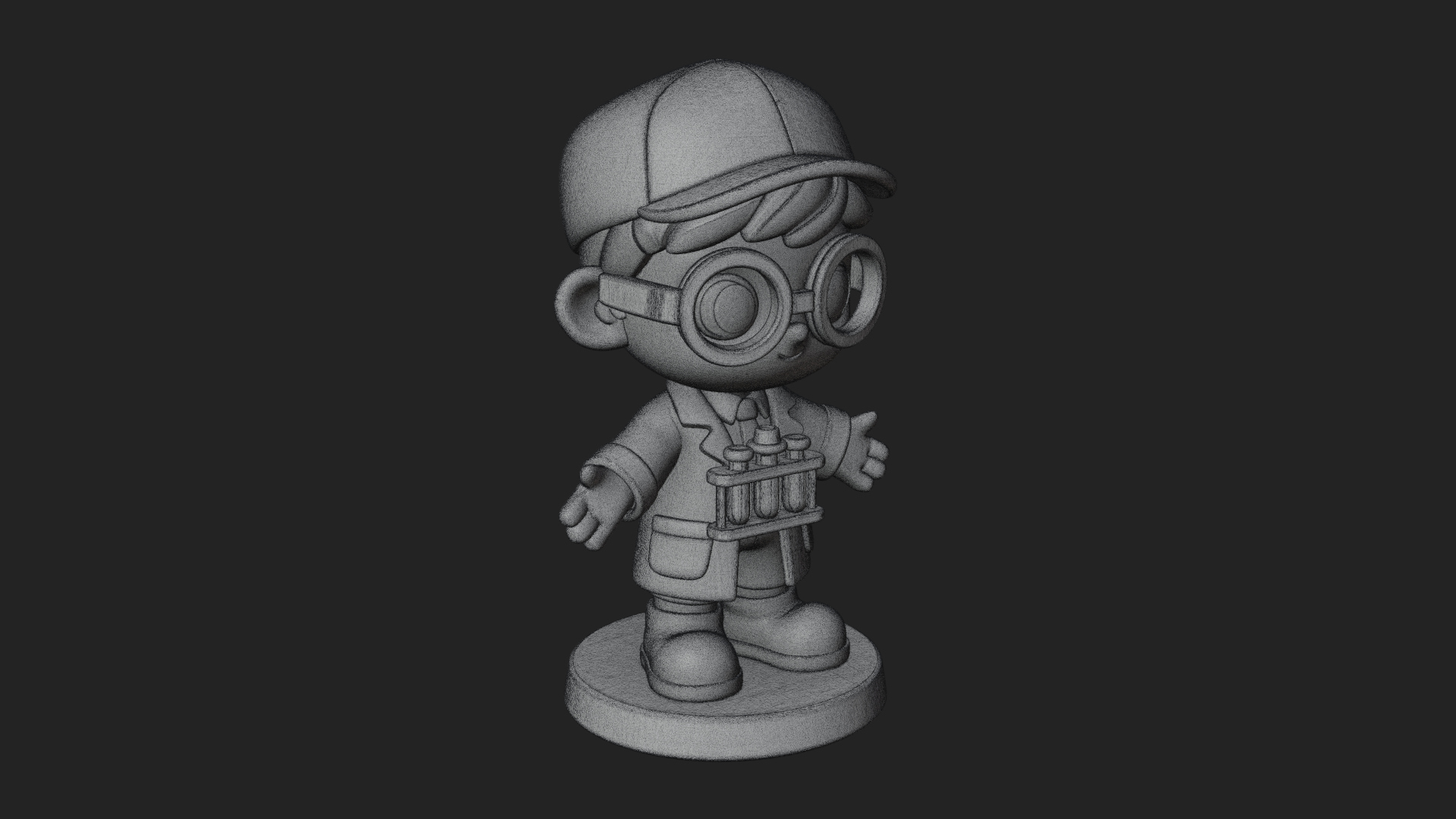 Chibi Lab Boy With Test Tubes Statue Design 1 3D Print Model 3D Model
