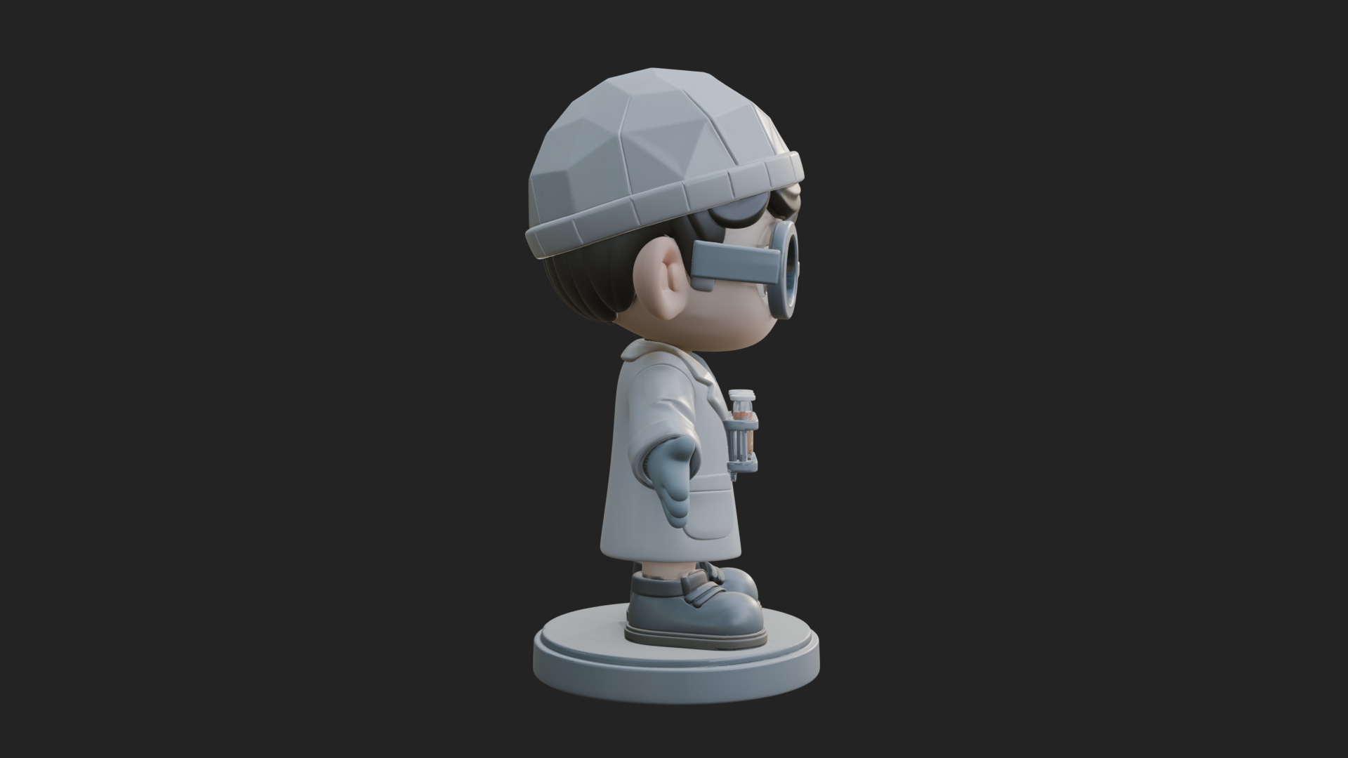 Chibi Lab Boy With Test Tubes Statue Design 2 3D Print Model 3D Model