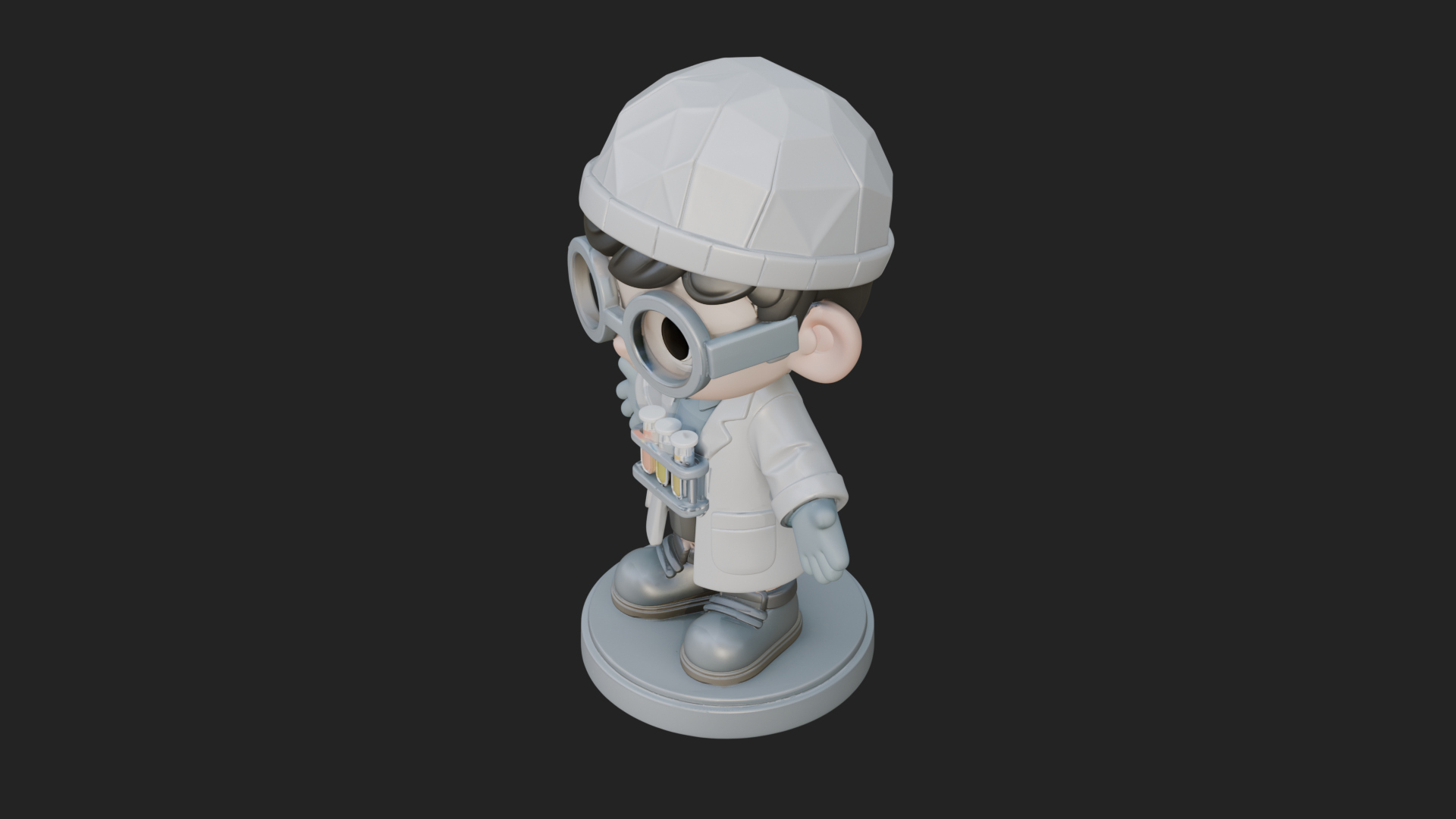 Chibi Lab Boy With Test Tubes Statue Design 2 3D Print Model 3D Model
