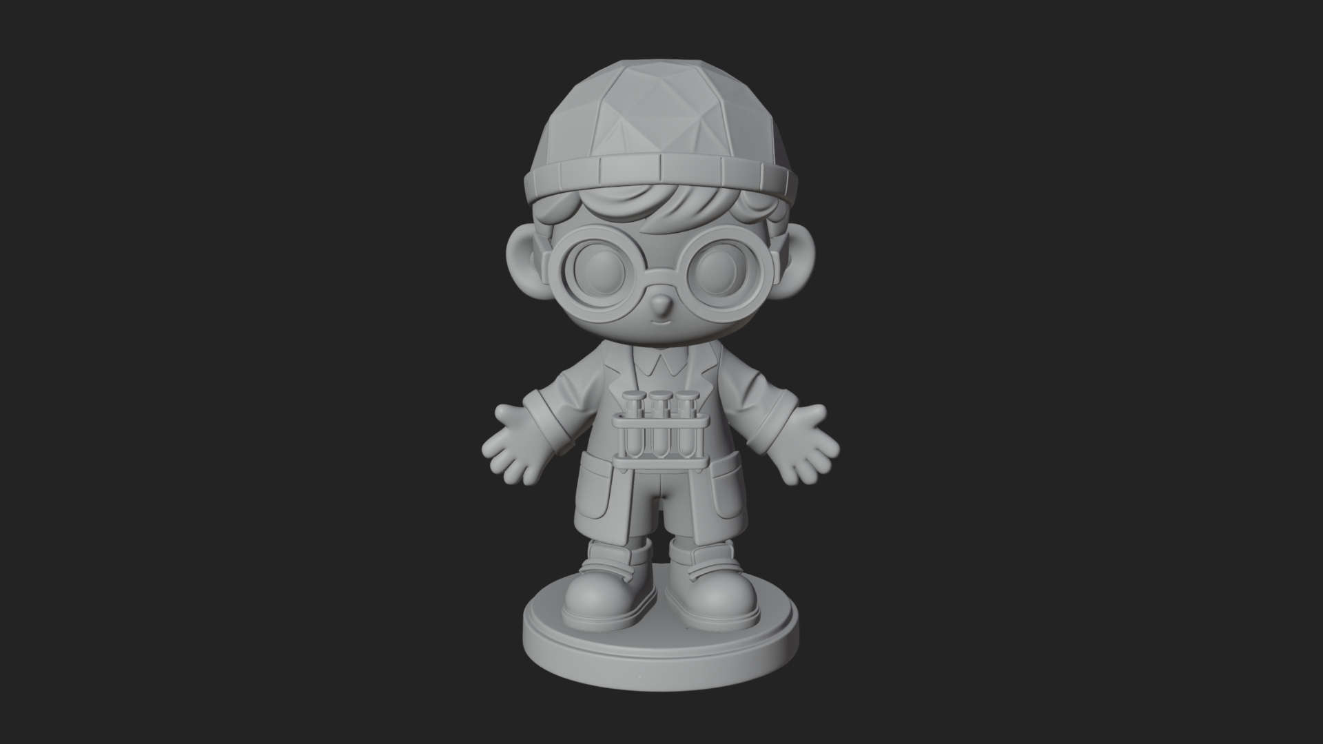 Chibi Lab Boy With Test Tubes Statue Design 2 3D Print Model 3D Model