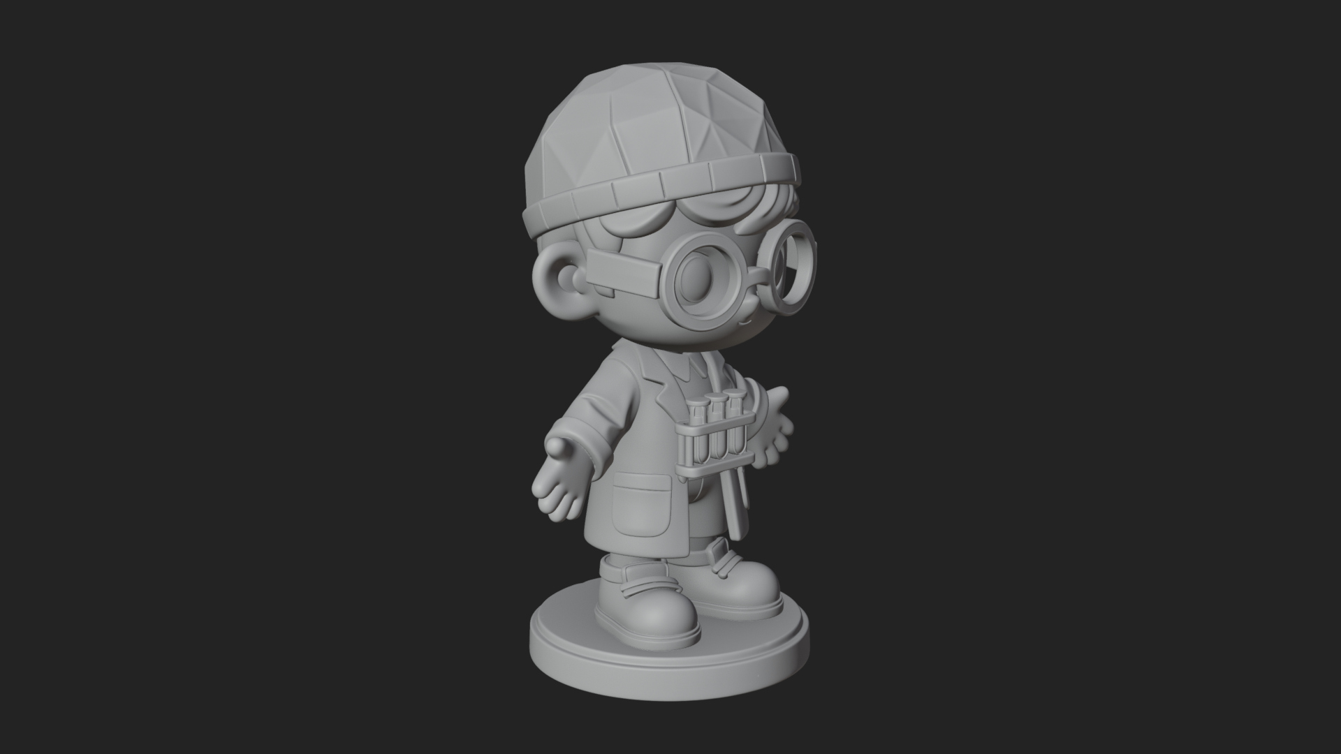 Chibi Lab Boy With Test Tubes Statue Design 2 3D Print Model 3D Model