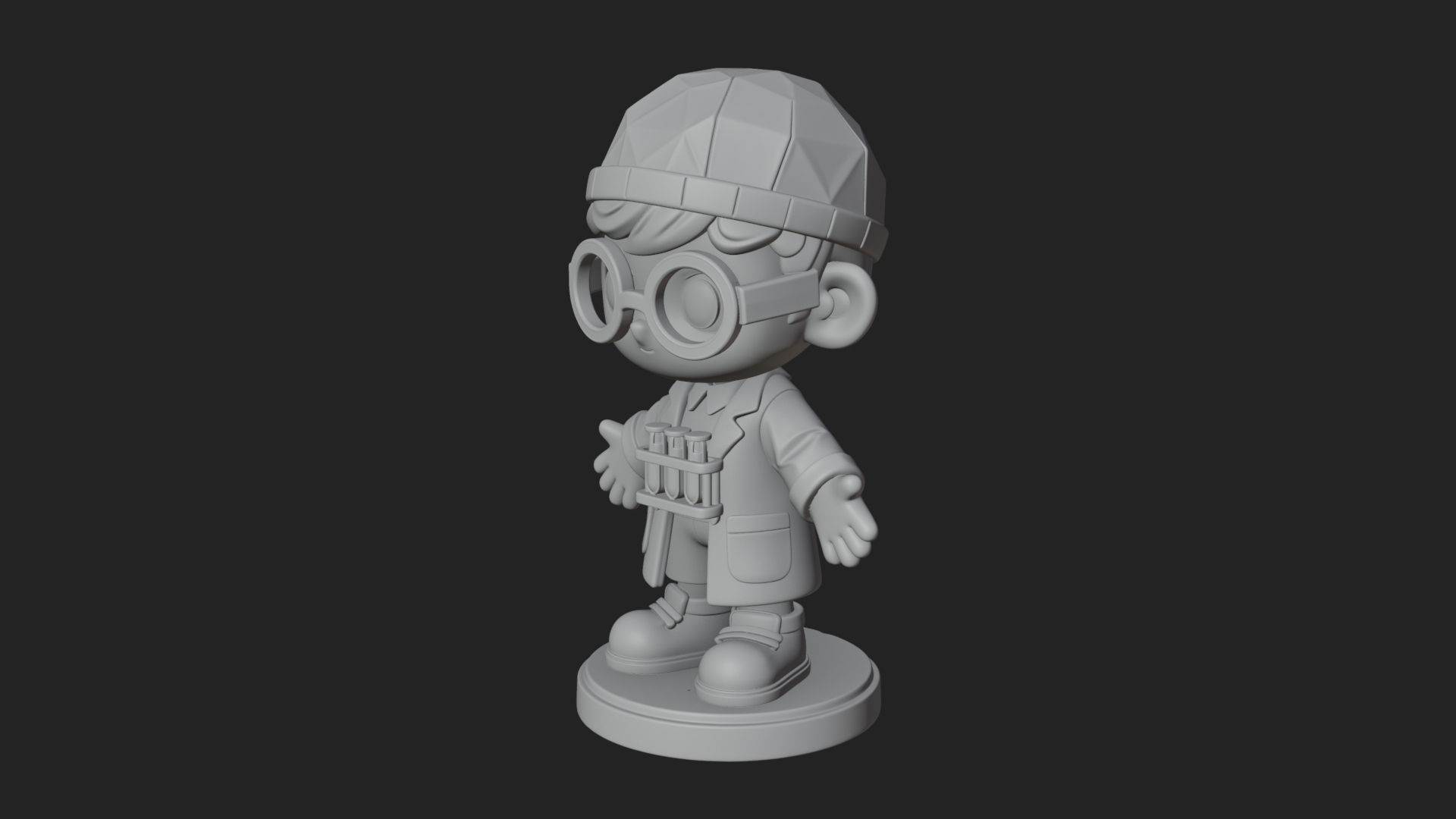 Chibi Lab Boy With Test Tubes Statue Design 2 3D Print Model 3D Model