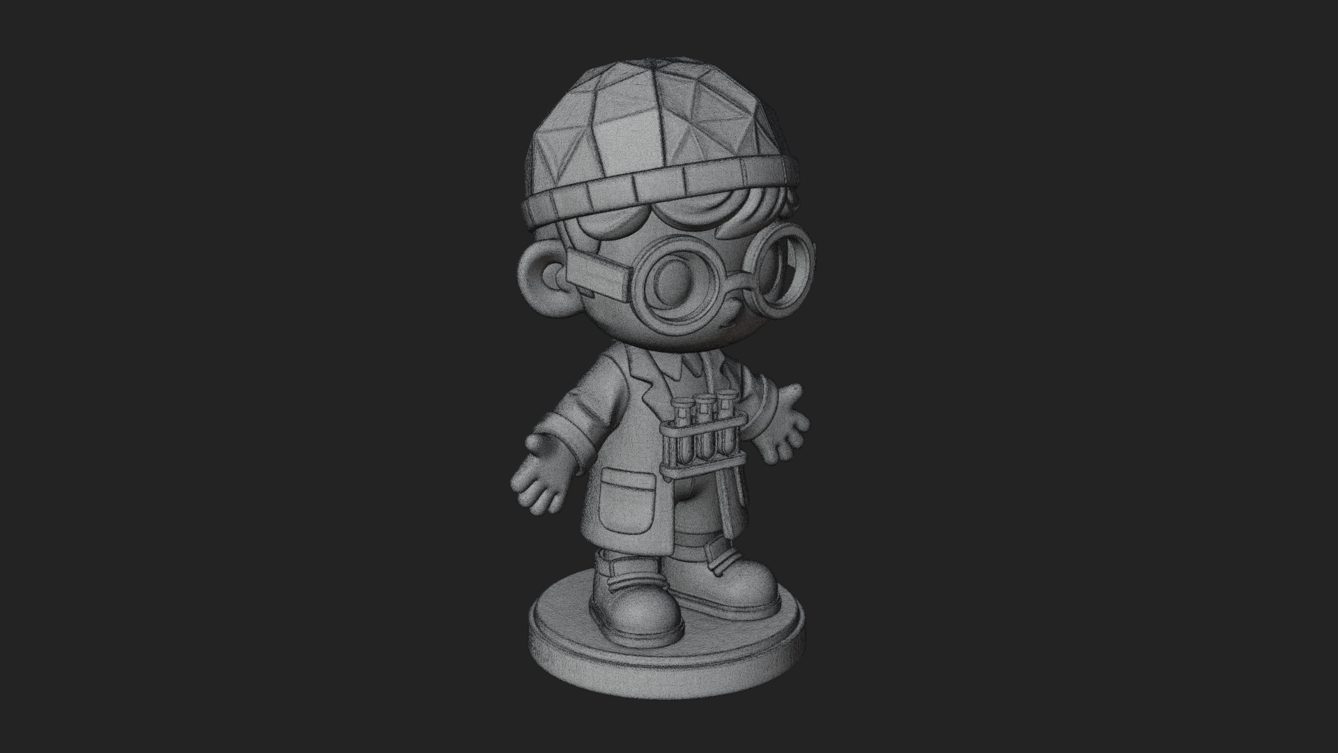 Chibi Lab Boy With Test Tubes Statue Design 2 3D Print Model 3D Model