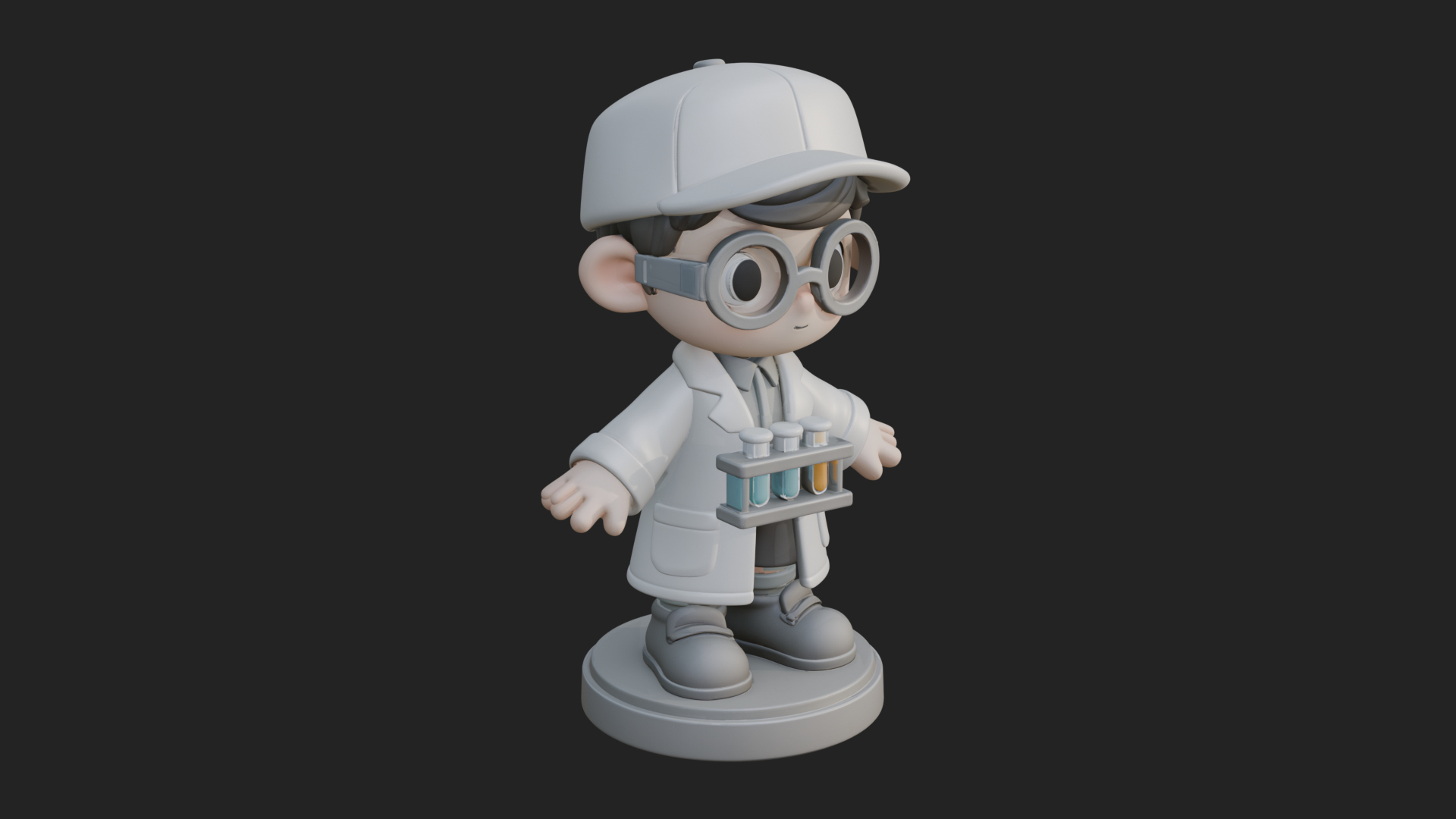 Chibi Lab Boy With Test Tubes Statue Design 3 3D Print Model 3D Model
