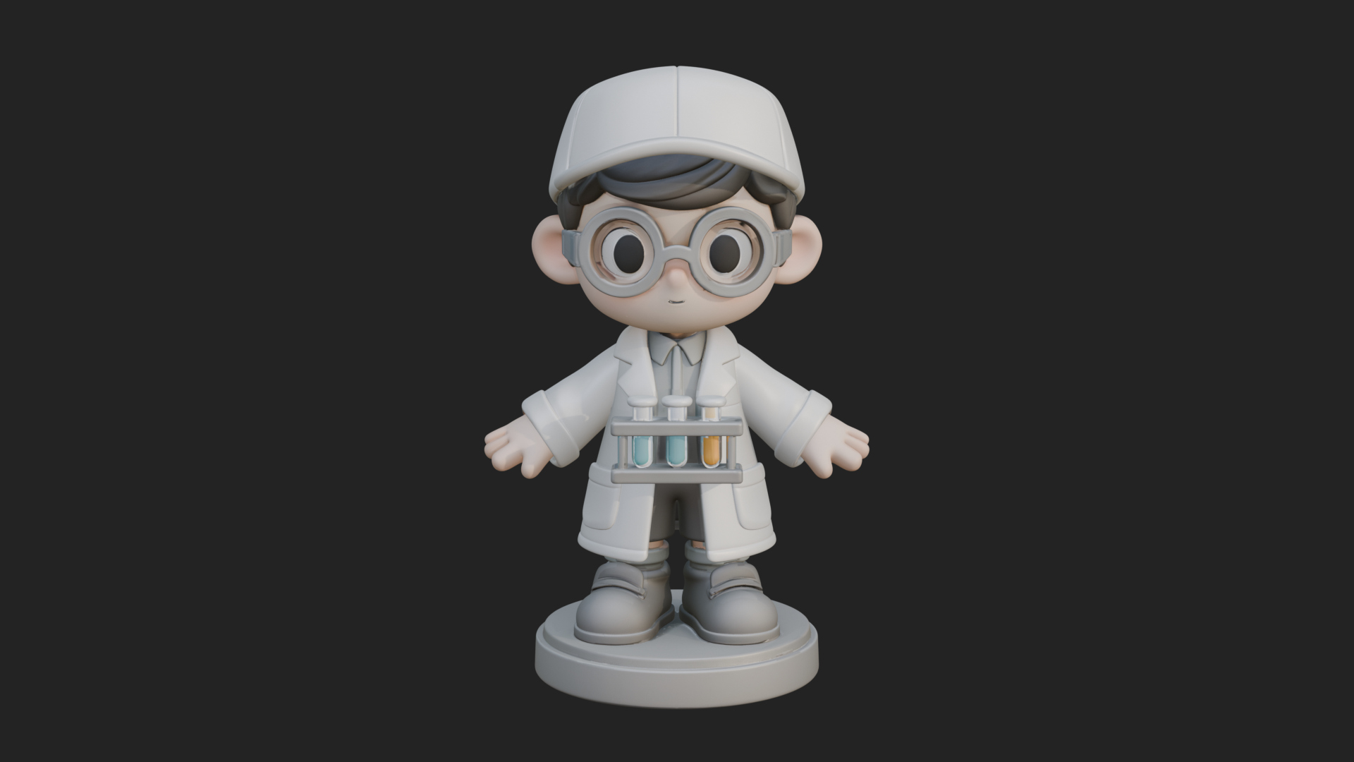 Chibi Lab Boy With Test Tubes Statue Design 3 3D Print Model 3D Model