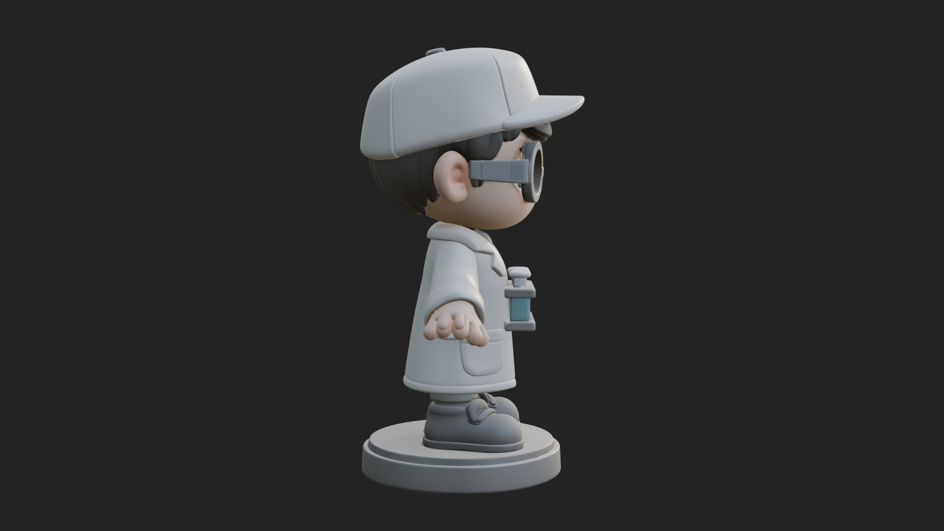 Chibi Lab Boy With Test Tubes Statue Design 3 3D Print Model 3D Model