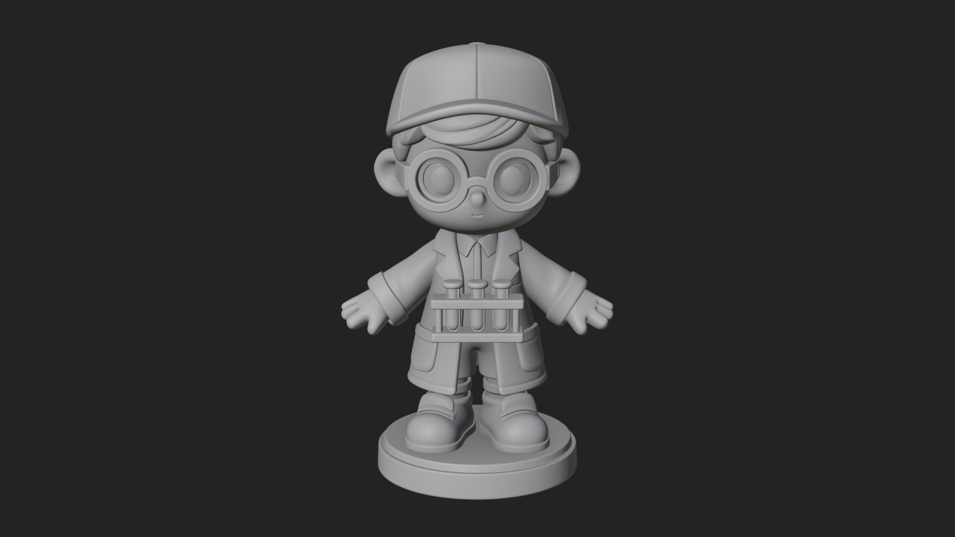 Chibi Lab Boy With Test Tubes Statue Design 3 3D Print Model 3D Model